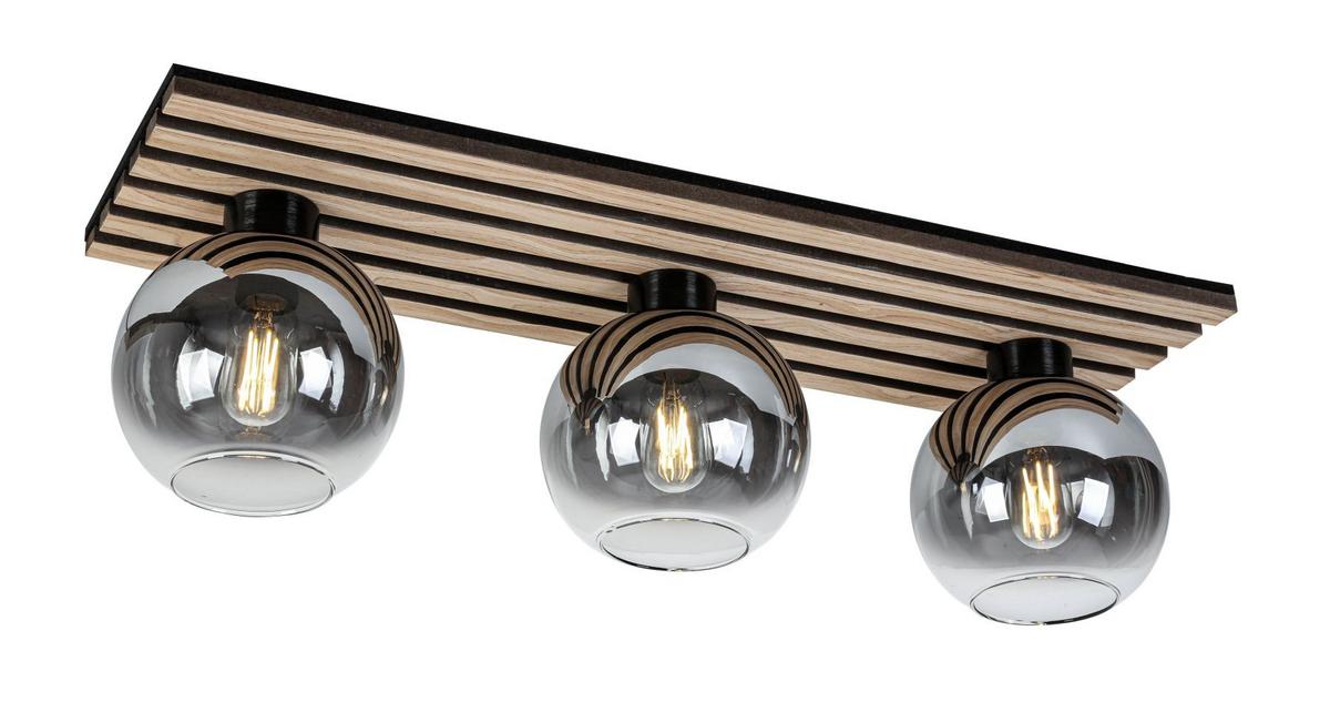 LAMPA SUFITOWA KENTUCKY *SBN* - kolor dębowy/czarny, Basics, materiał drewnopochodny/tworzywo sztuczne (75/23/23cm) - Novel