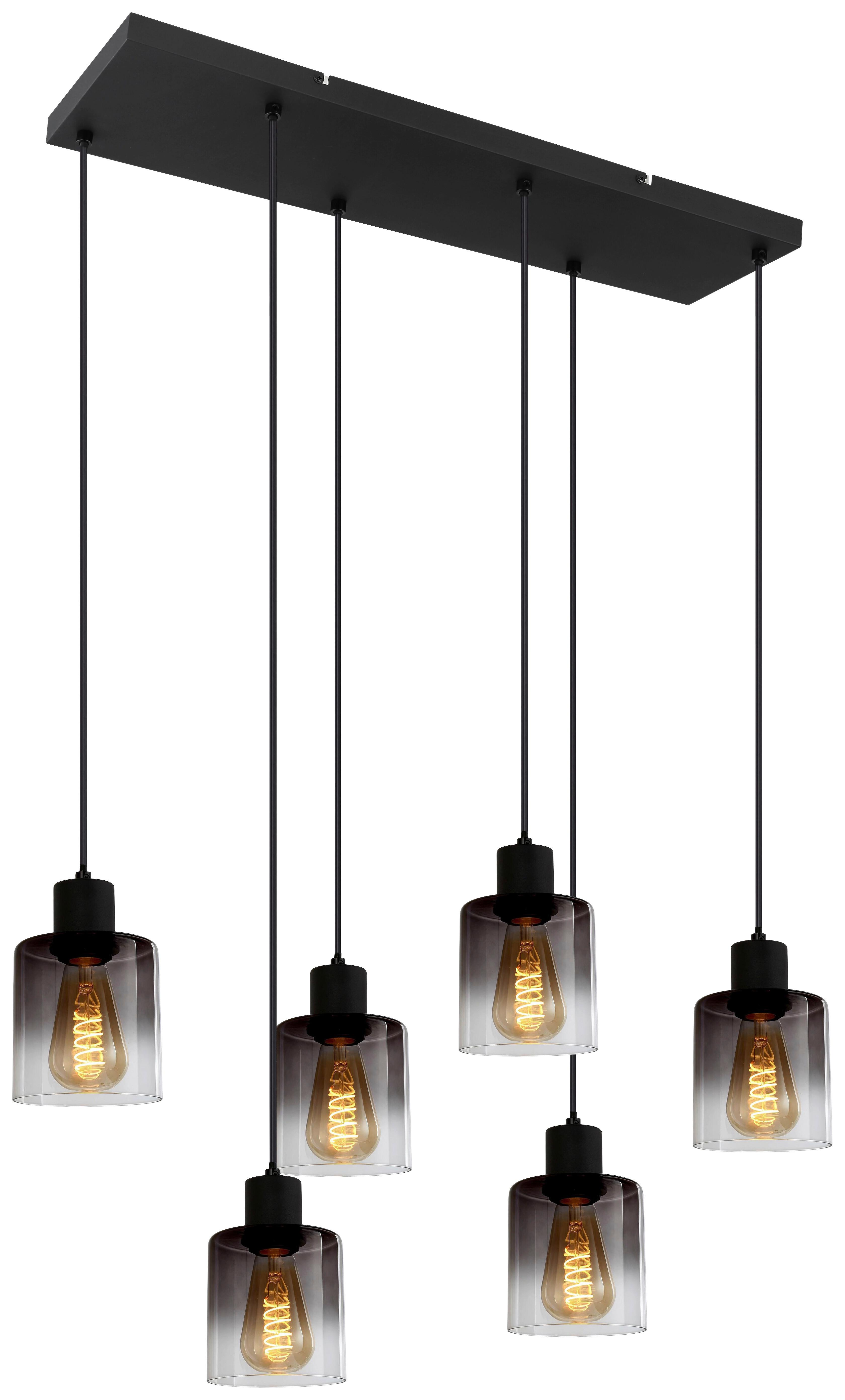 Hängeleuchte Estelle in Schwarz max. 25 Watt - Schwarz, Glas/Metall (77/18/120cm) - Mömax