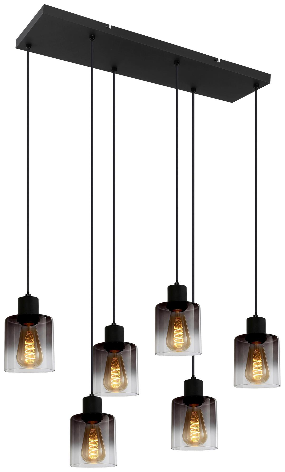 Hängeleuchte Estelle in Schwarz max. 25 Watt - Schwarz, Glas/Metall (77/18/120cm) - Mömax