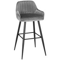 Barhocker aus Samt in Grau - Schwarz/Grau, Modern, Textil/Metall (50/99/53,5cm) - Mömax