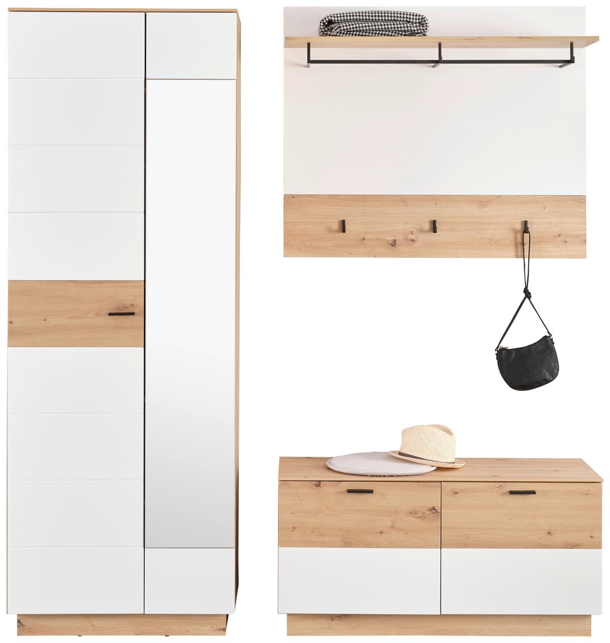 Garderobni Ormar Tonale - bijela/hrast Artisan, Konvencionalno, staklo/drvni materijal (75/207,4/40cm) - Modern Living
