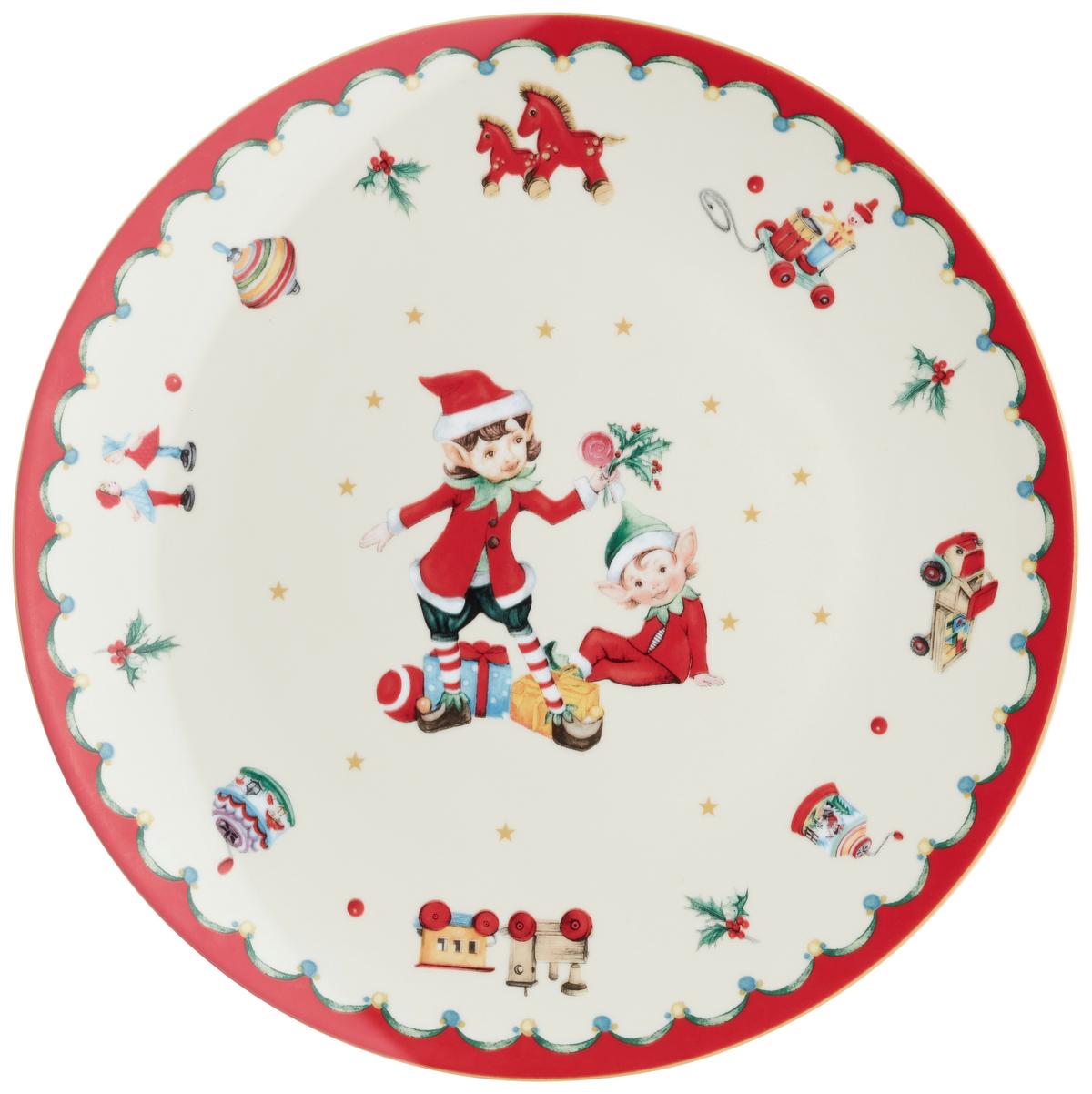 Platzteller Xmas mit Weihnachtsmotiv Ø ca. 31cm - Rot/Weiß, KONVENTIONELL, Keramik (31/2,3cm) - Modern Living