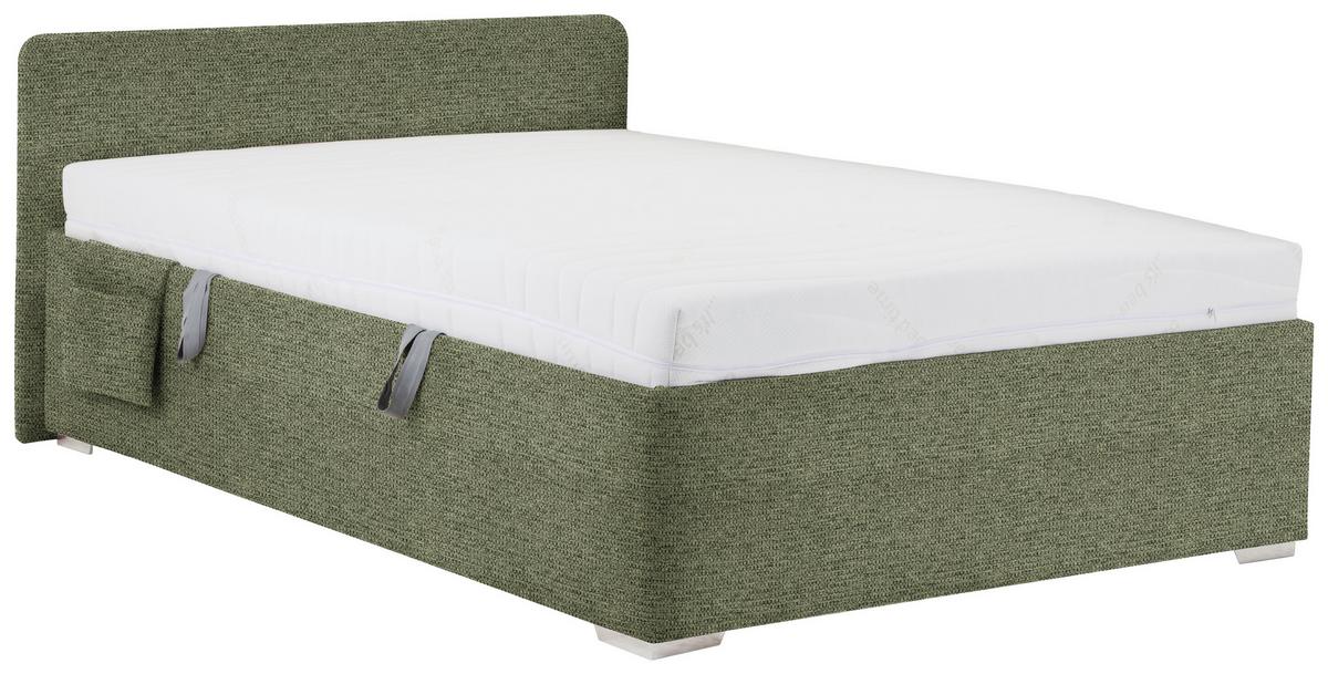 Bett Remi Olivgrün ca. 120x200cm - Chromfarben/Naturfarben, KONVENTIONELL, Holz/Kunststoff (120/200cm) - Mömax