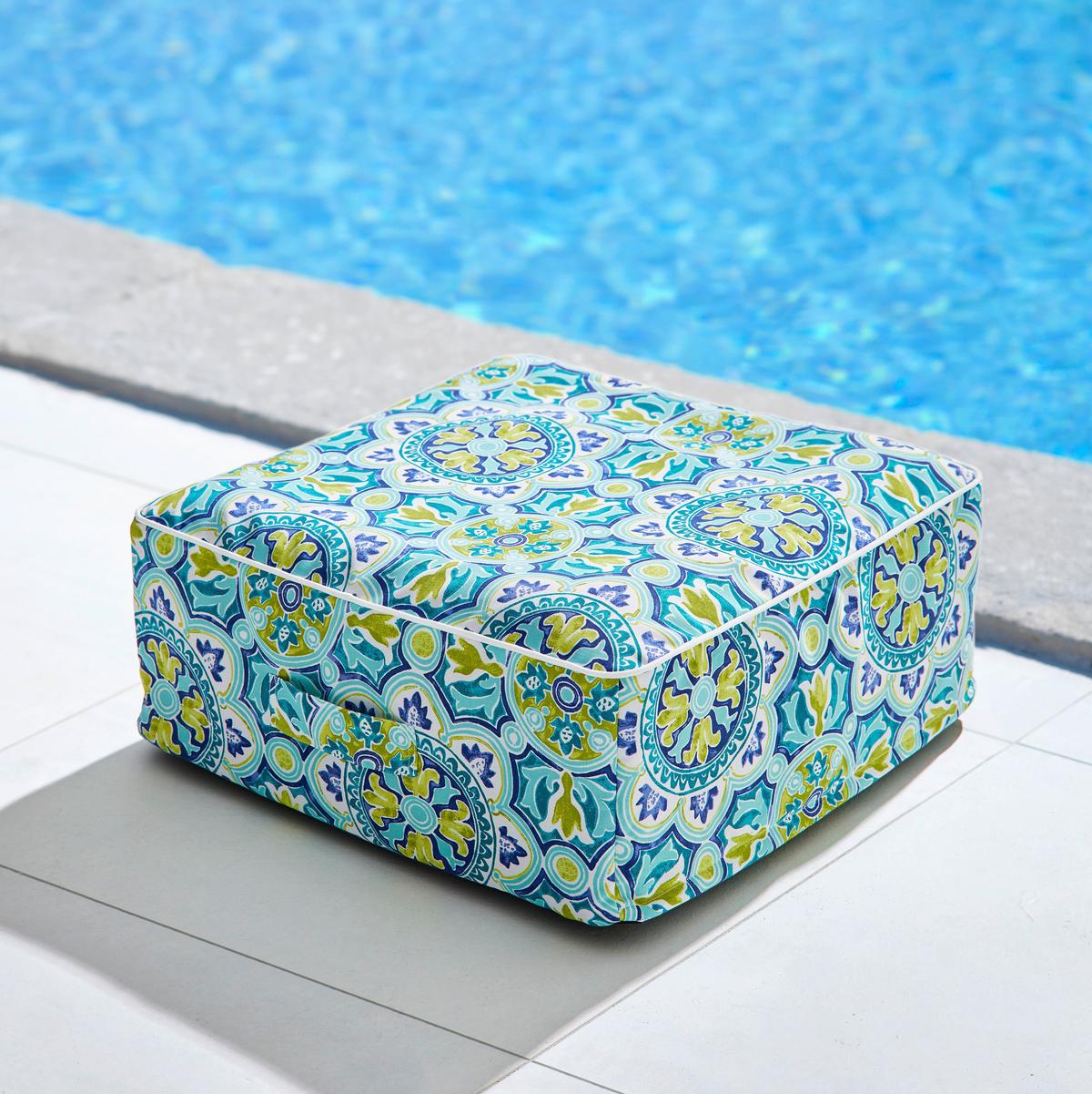 Pouf Cassy Blau ca. 60x23 cm - Blau/Multicolor, MODERN, Textil (60/23/60cm) - Bessagi Garden