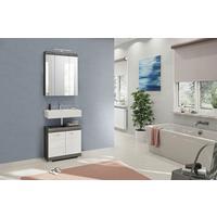 Badezimmer Scout 2-tlg. ca. 60 cm Anthrazit/Weiß - Weiß Hochglanz, MODERN, Holzwerkstoff/Kunststoff (60cm) - MID.YOU