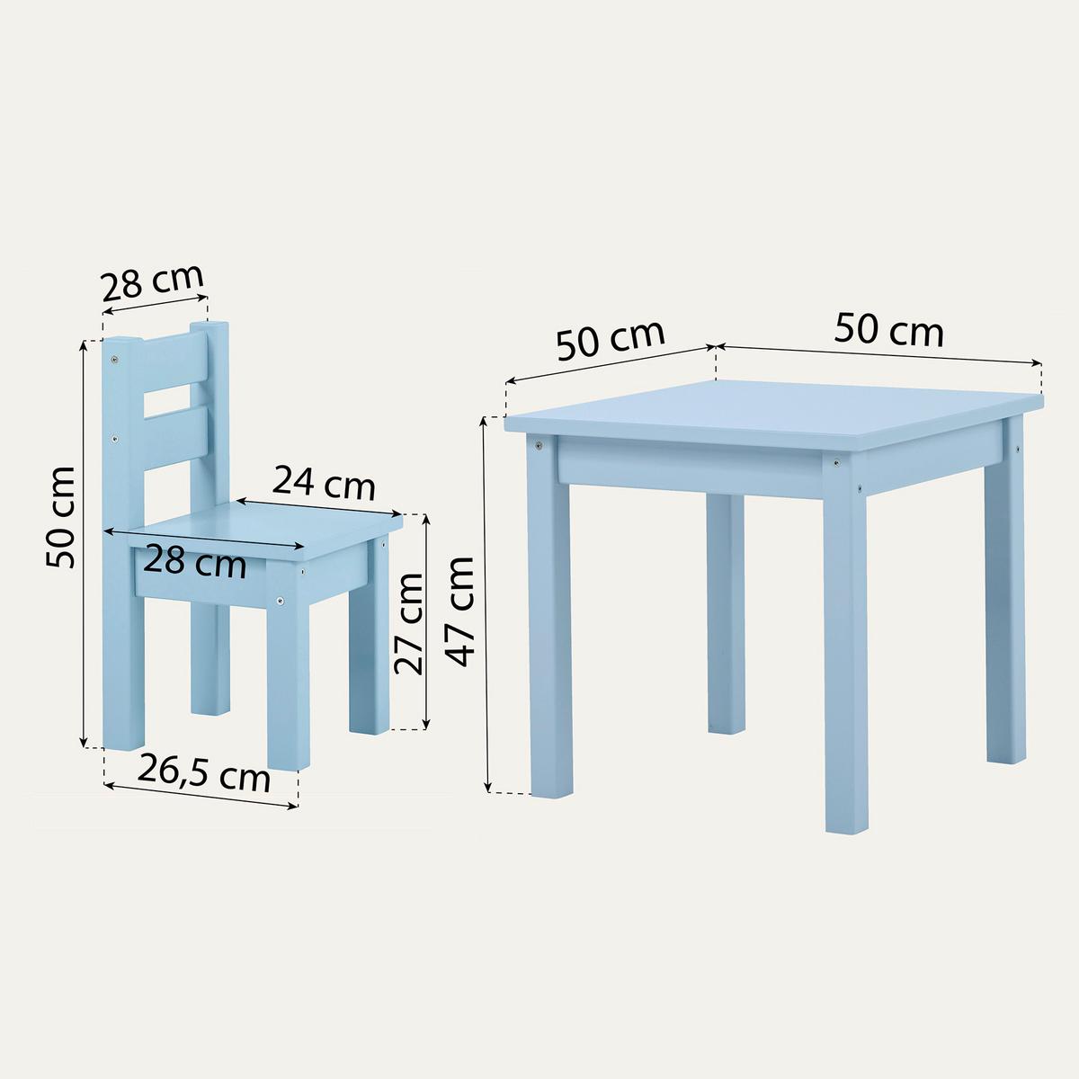 Kindersitzgruppe MADS Pastellblau Kiefer teilmassiv - Pastellblau, MODERN, Holz - MID.YOU