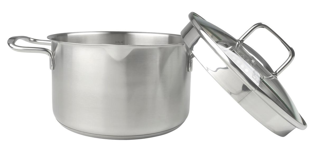 Oală pentru carne Munich 3L - culoare inox, Konventionell, sticlă/metal (20cm) - Chefkoch+Fackelmann