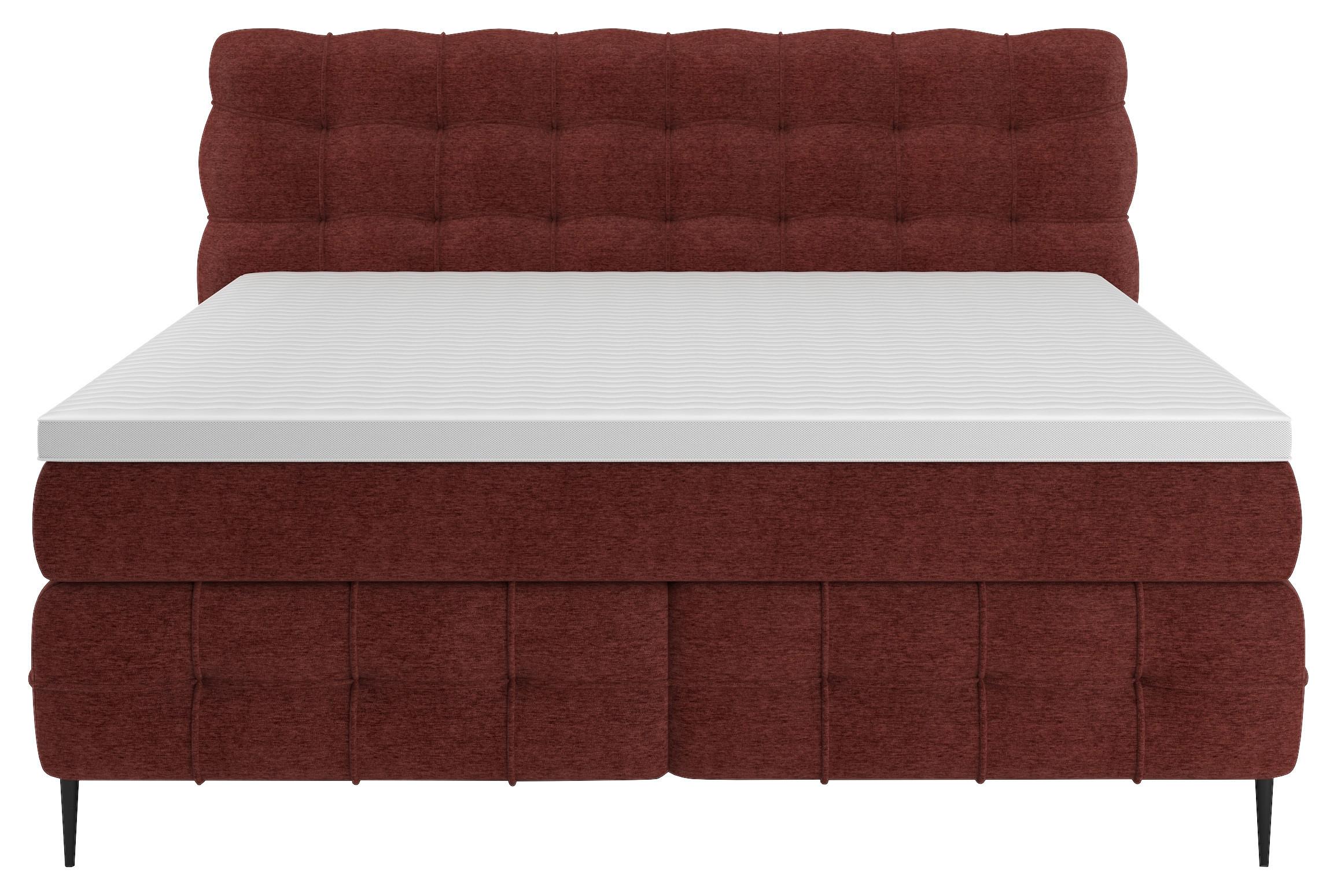 PAT BOXSPRING SCARLETT - roșu închis, Konventionell, lemn/textil (180/200cm)