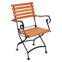 Gartensessel "Schlossgarten" aus Eukalyptus, natur/schwarz - Schwarz/Naturfarben, ROMANTIK / LANDHAUS, Holz/Metall (60/57/85cm) - Gardenson