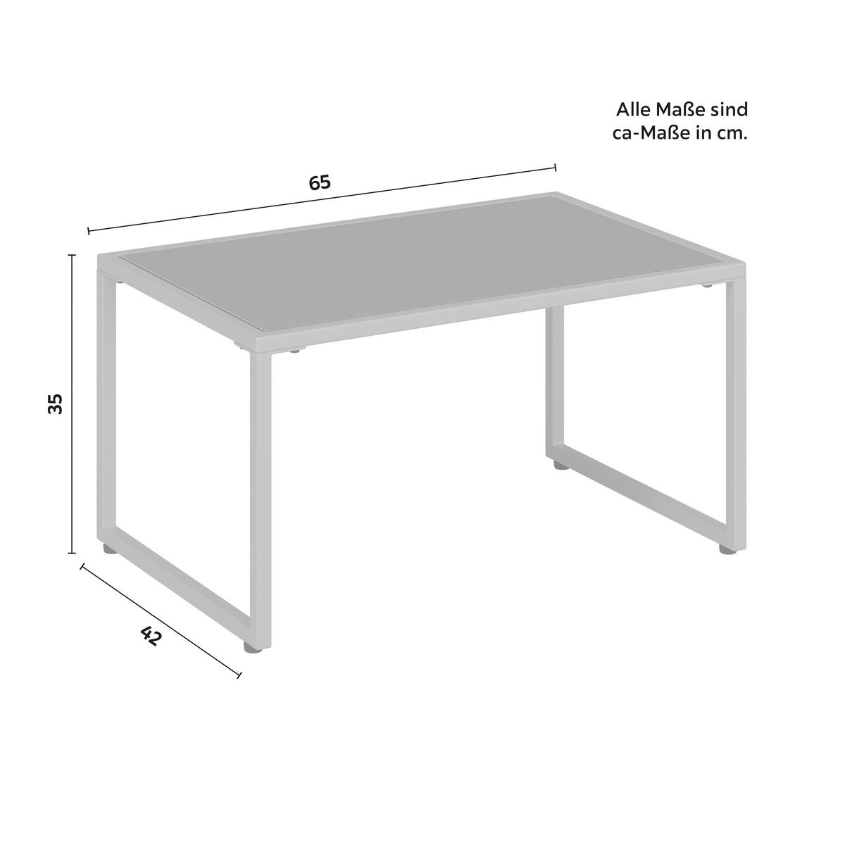 Loungegarnitur Lara Creme Metall/Outdoorstoff +Abdeckung - Creme/Grau, MODERN, Glas/Kunststoff (114cm) - Bessagi Garden
