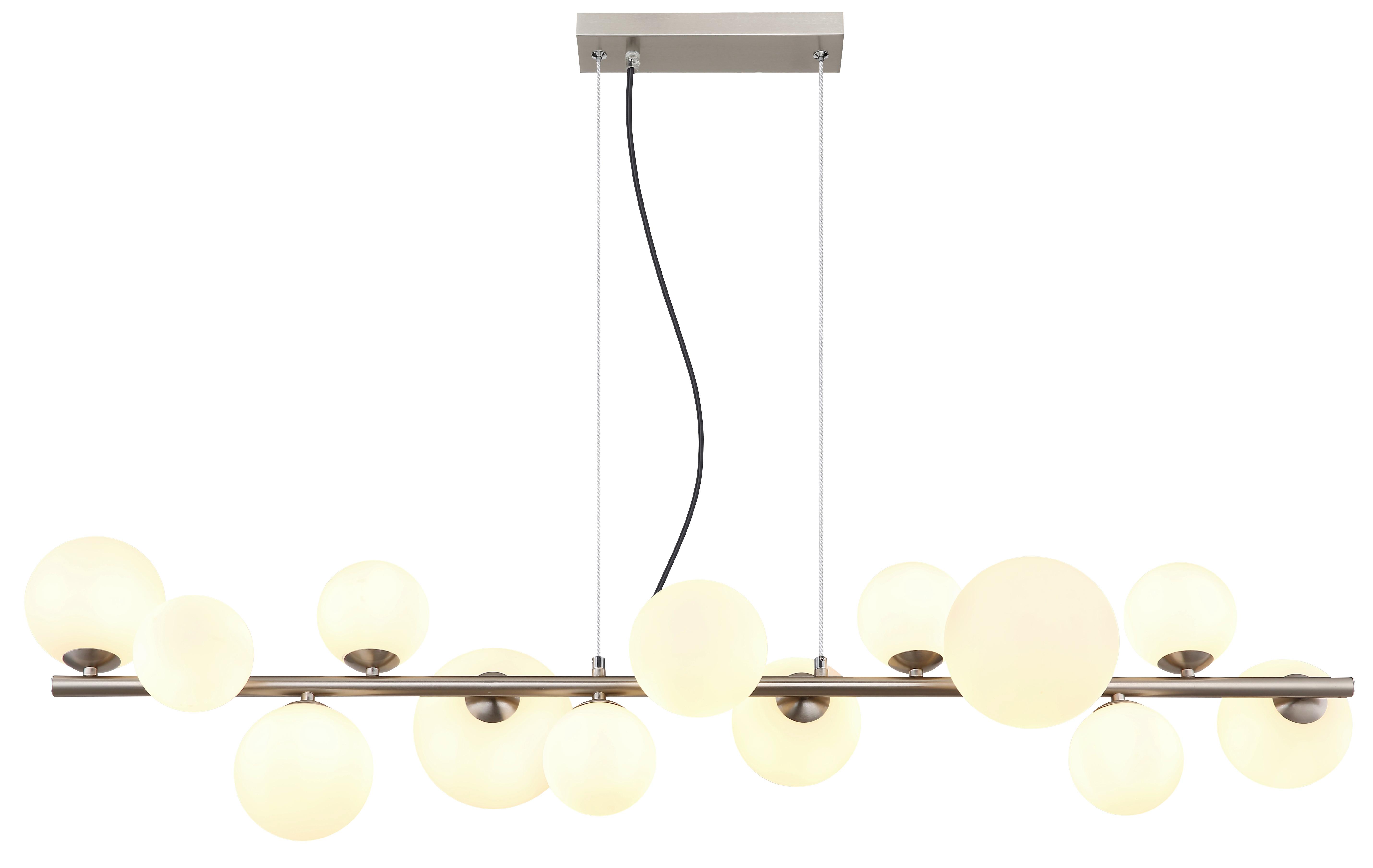 LED-Hängeleuchte Riha Opal/Nickelfarben max. 3,5Watt - Transparent/Opal, Design, Glas/Kunststoff (120/34,5cm) - Globo