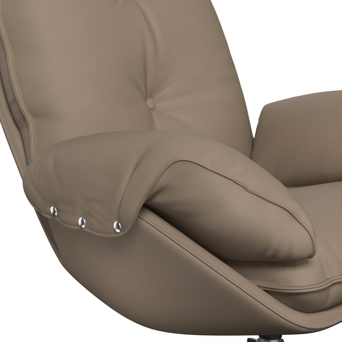 Sessel Andrea Lederlook Braun - Hellbraun/Schwarz, MODERN, Holz/Textil (82/105/80cm) - Bessagi Home