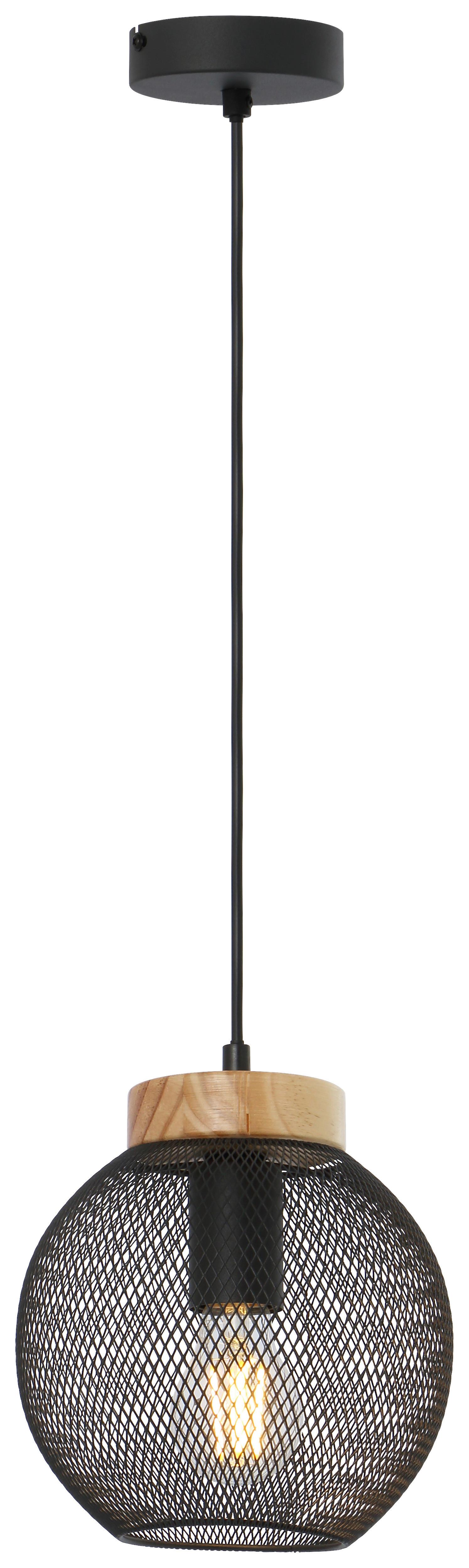 Viseča Svetilka 15663h - črna/rjava, Basics, kovina/les (20/120cm) - Globo
