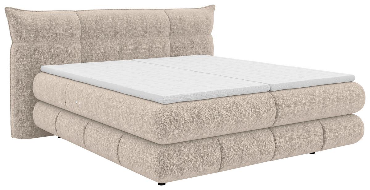 Boxspringbett Auris Beige ca. 180x200cm - Beige/Schwarz, KONVENTIONELL, Kunststoff/Textil (180/200cm) - Sembella