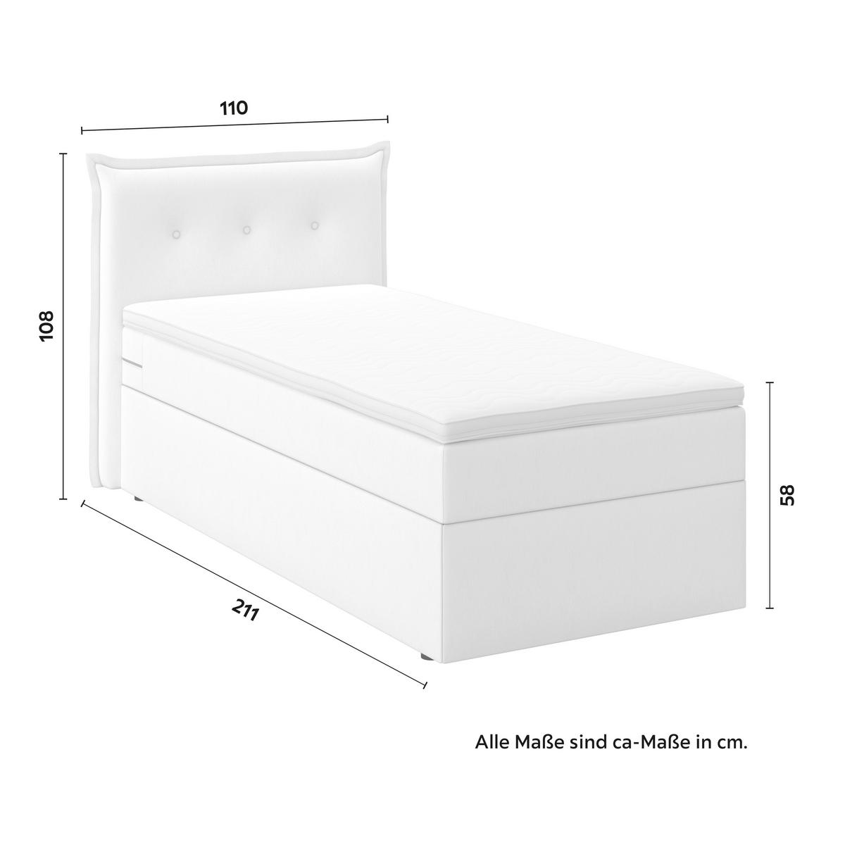 Boxbett Polo ca. 90x200 cm Elfenbein mit Topper - Elfenbein/Schwarz, MODERN, Holz/Kunststoff (90/200cm) - Bessagi Home