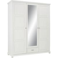 Drehtürenschrank in Weiss mit Spiegel - Weiss, Romantik / Landhaus, Holz/Metall (178,5/221/64,5cm) - Zandiara