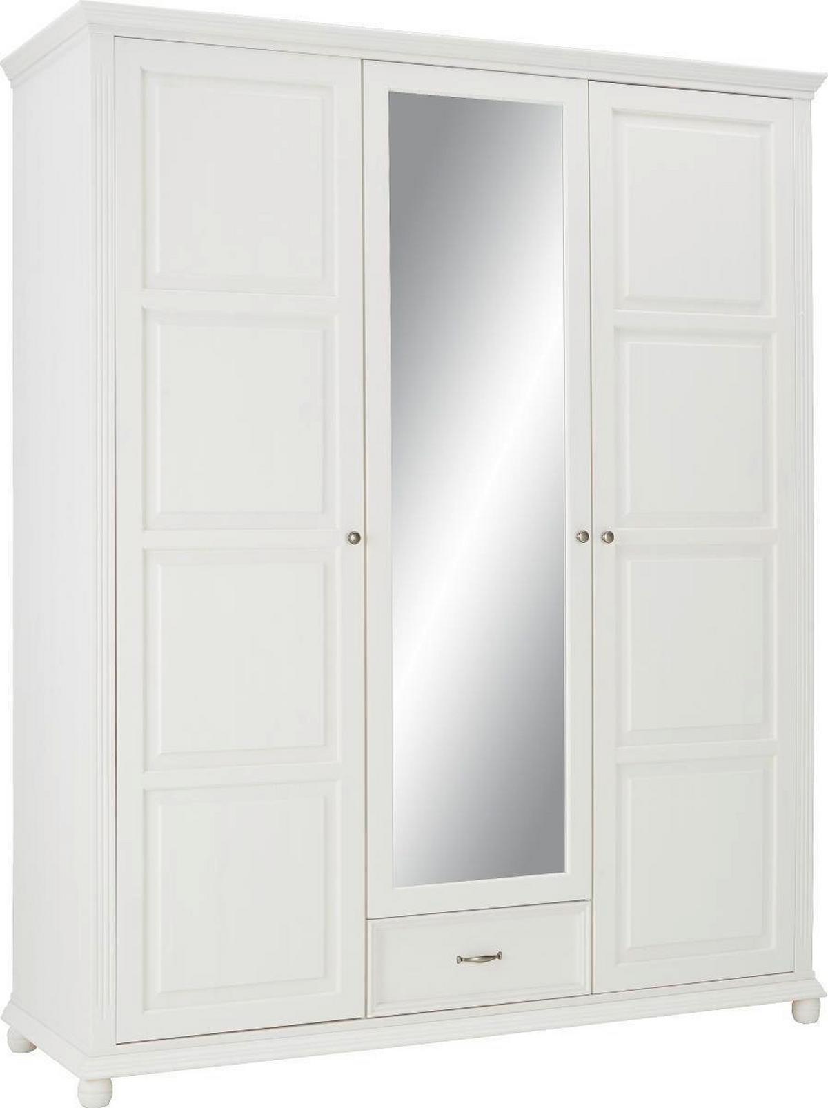 Drehtürenschrank in Weiss mit Spiegel - Weiss, Romantik / Landhaus, Holz/Metall (178,5/221/64,5cm) - Zandiara