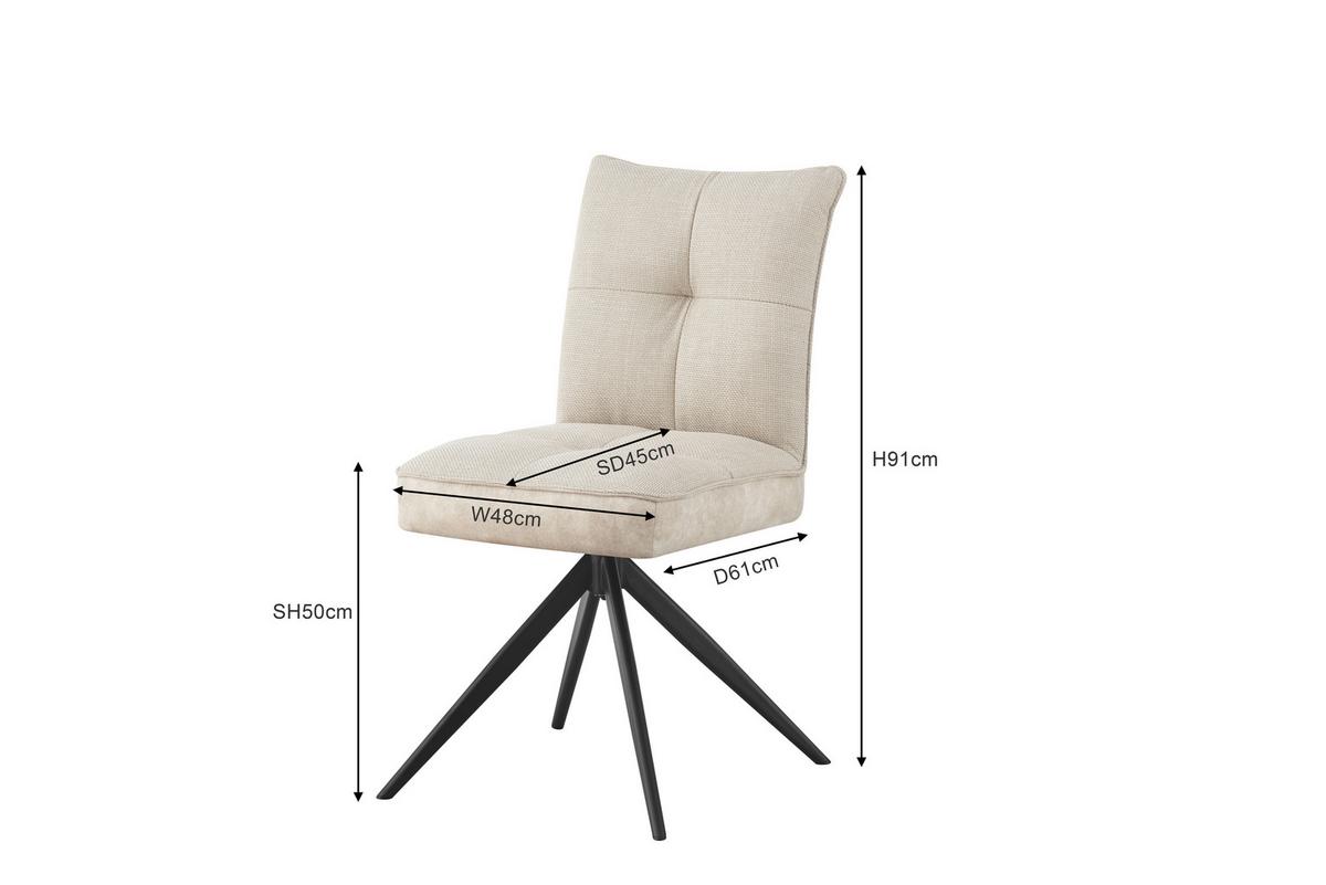 Stuhl Maya Beige - Beige/Schwarz, Modern, Textil/Metall (49/89/65cm) - Premium Living
