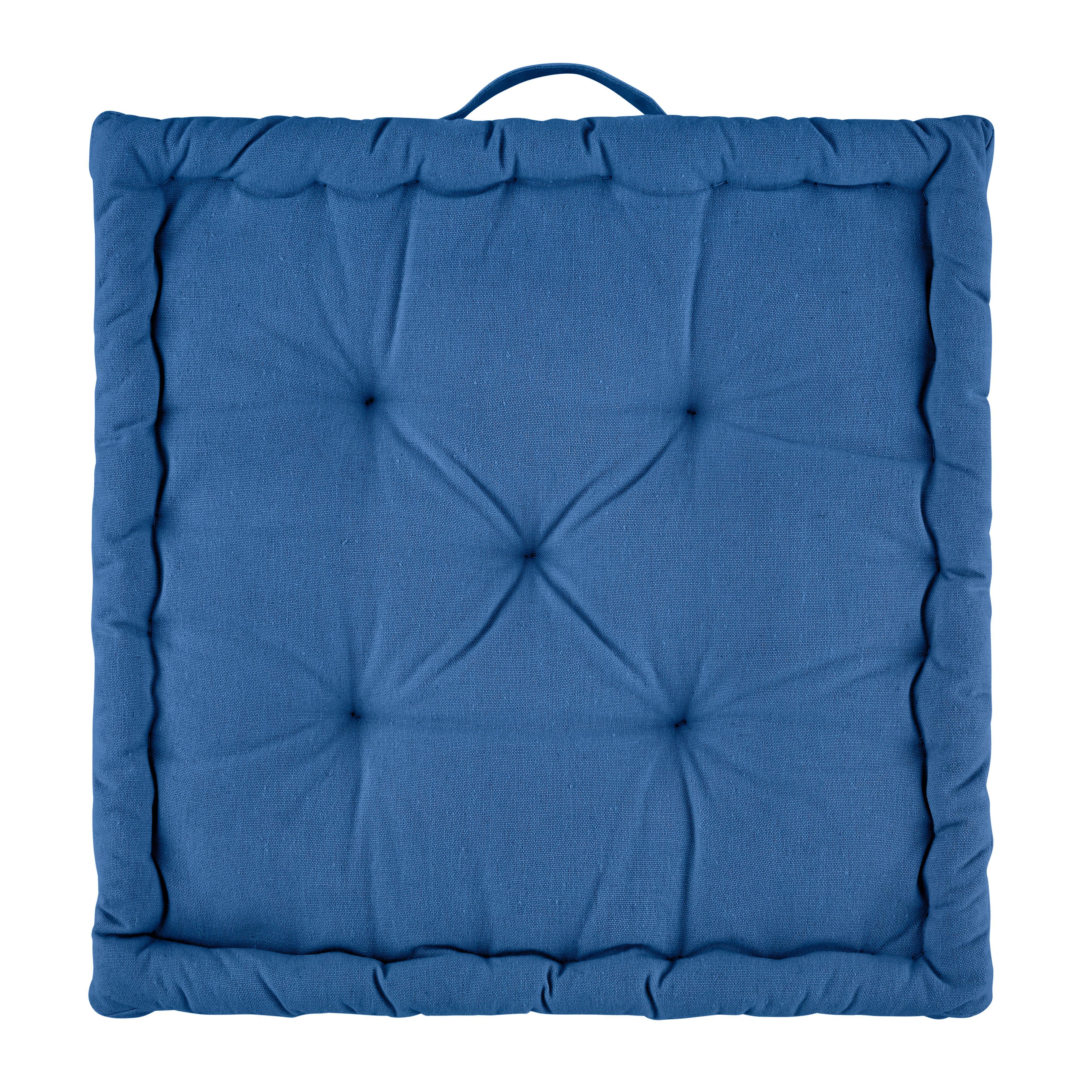 Pernă șezut înaltă Bo - albastru, textil (40/40/6cm) - Modern Living
