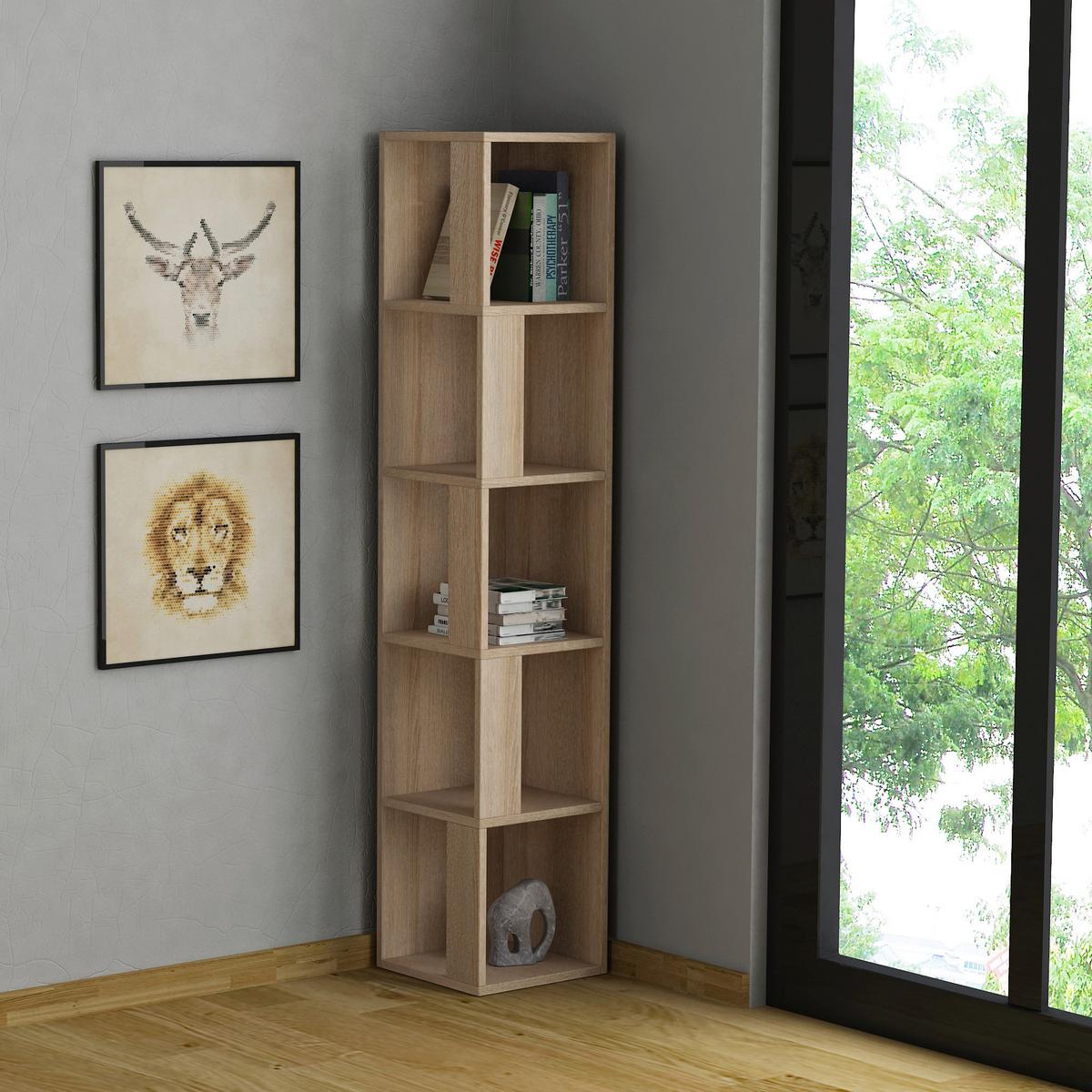 Eckregal PIANO Eichefarben ca. 32x159x32 cm - Eichefarben, Design, Holzwerkstoff (32/159/32cm) - Livetastic