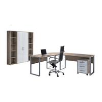 Büro Office Edition Set 3 Sonoma Eiche/Weiß - Weiß Hochglanz/Sonoma Eiche, MODERN, Holzwerkstoff - MID.YOU