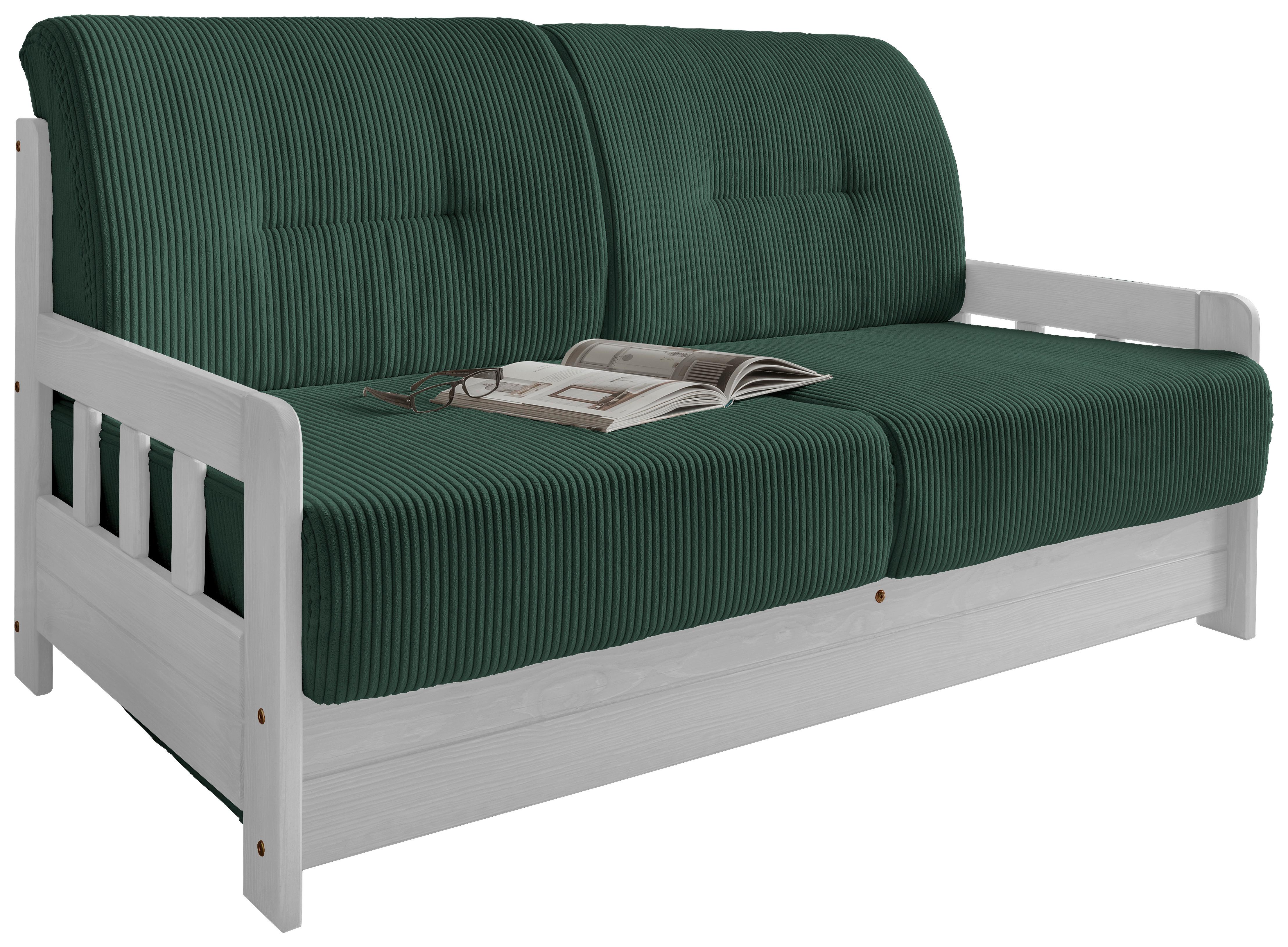 Schlafsofa Camino Holzkorpus Grün - Weiß/Grün, MODERN, Holz/Textil (154/88/90cm) - Livetastic