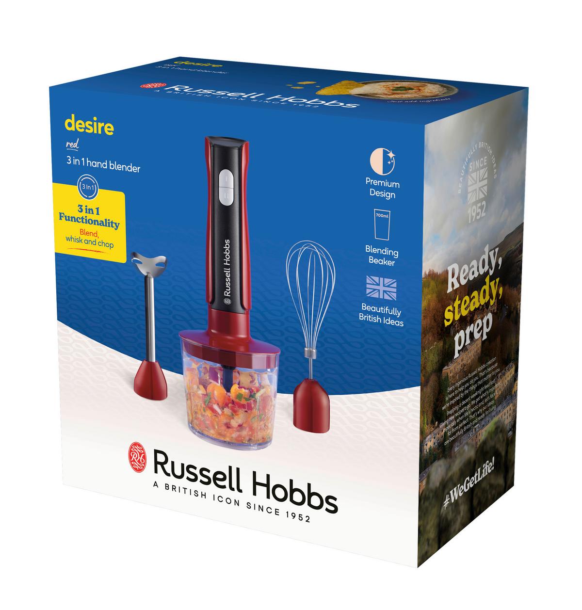 Botmixerszett Russell Hobbs Desire Red - piros, Modern, műanyag (5/41cm) - Russell Hobbs