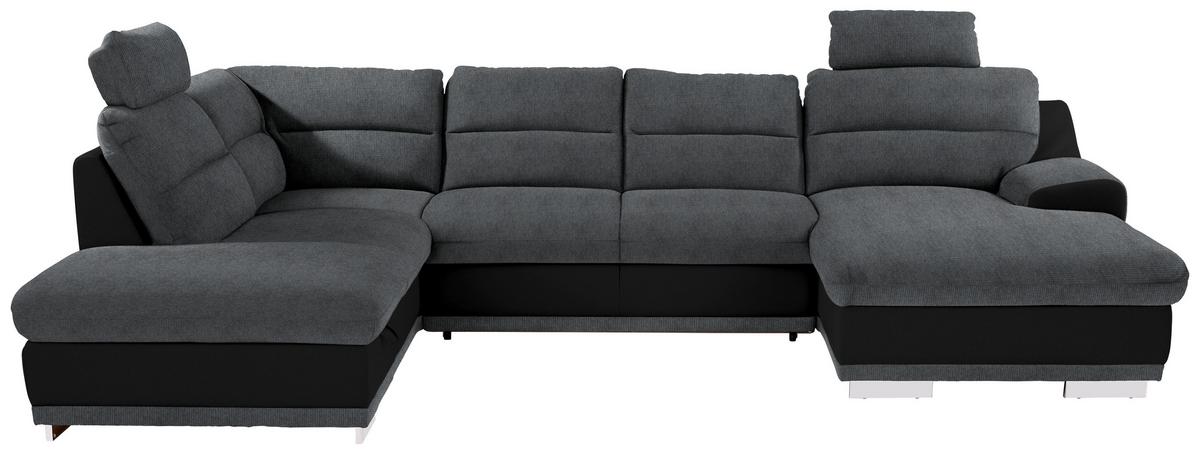 Sedežna Garnitura Seaside, Z Ležiščem, Predalom, Oblika U - barve kroma/siva, Konvencionalno, kovina/tekstil (218/334/165cm) - Premium Living