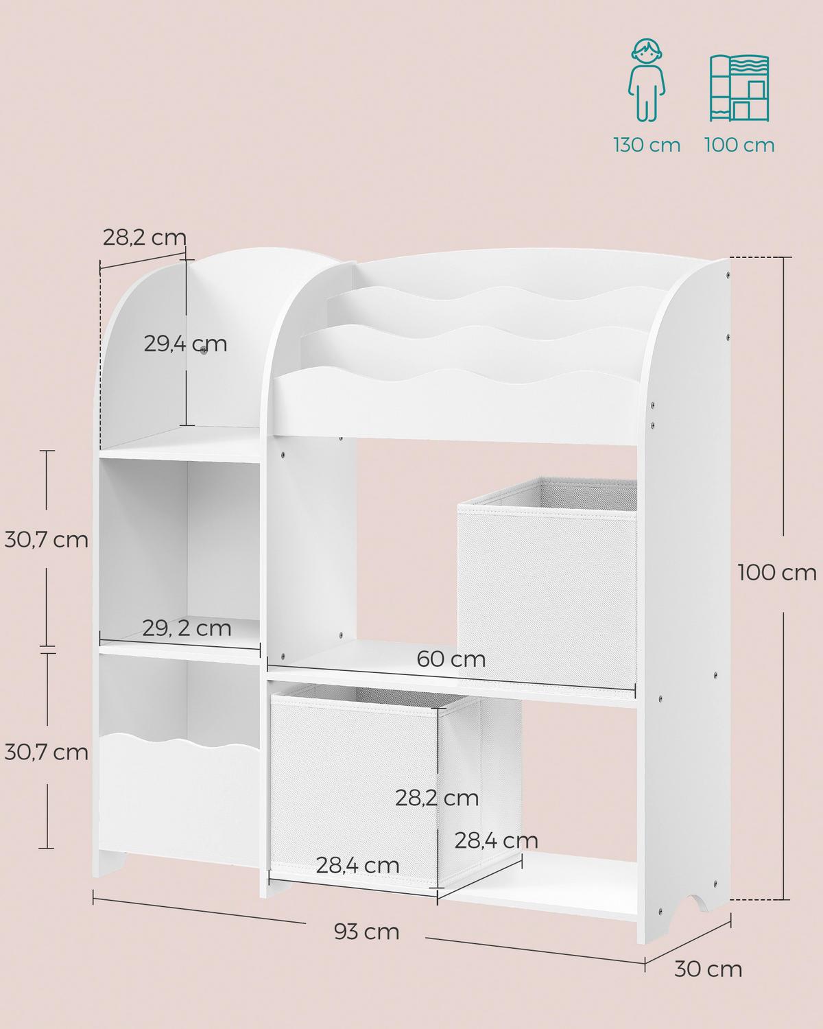 Kinderregal in Weiß ca. 62,5x70,2x29,5 cm - Weiß, MODERN, Holzwerkstoff/Textil (62,5/70,2/29,5cm) - MID.YOU