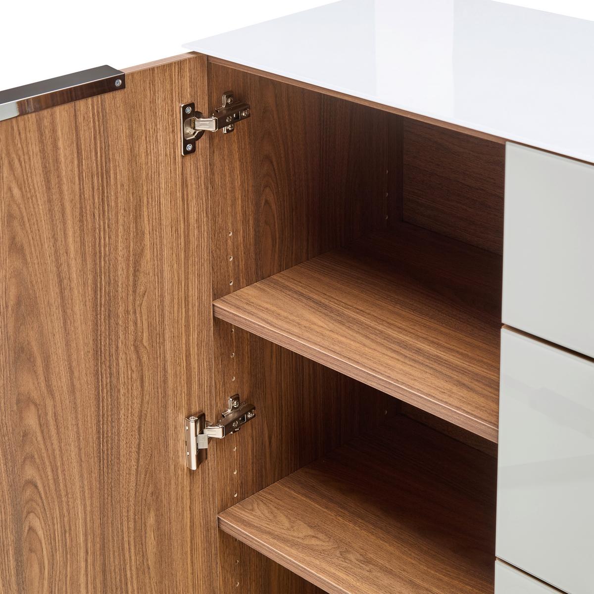Kommode Siena Weiß/Nussbaumfarben - Silberfarben/Nussbaumfarben, MODERN, Glas/Holzwerkstoff (135/99/40cm) - Mömax