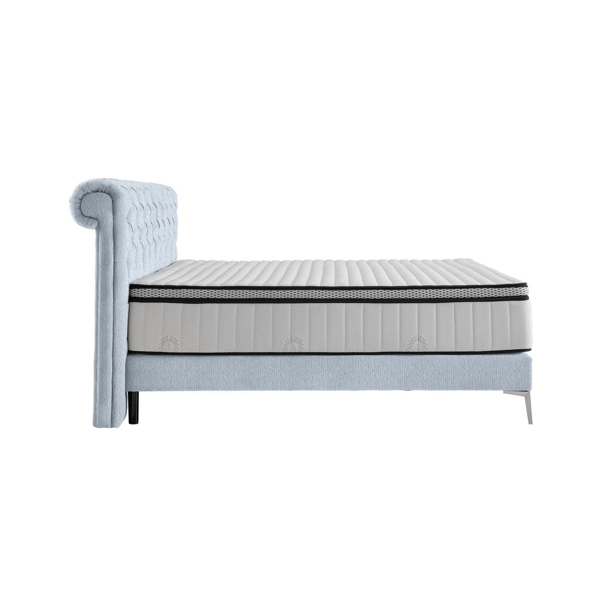 Boxspringbett Queen in Blaugrau ca. 160x200cm - Chromfarben/Goldfarben, KONVENTIONELL, Textil (160/200cm) - Premium Living