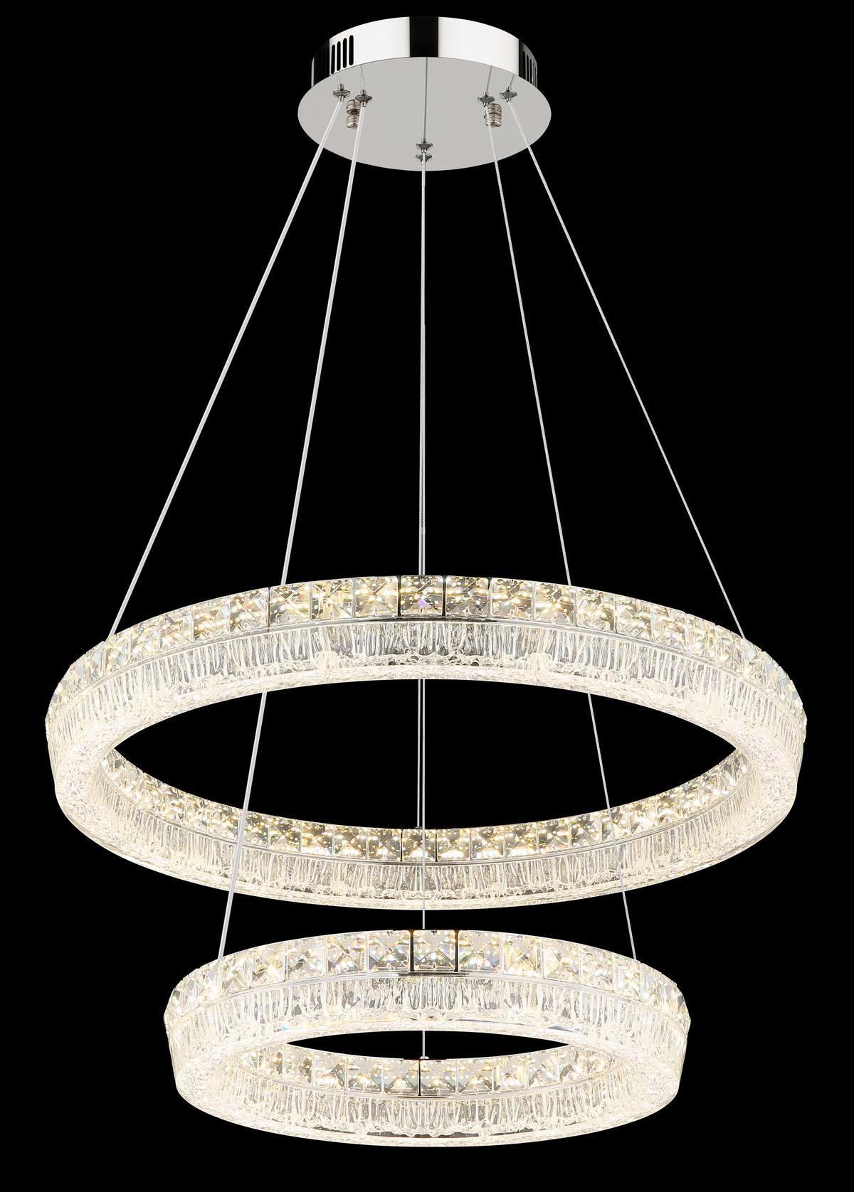 Led Viseća Svjetiljka Laurel - prozirno/boje kroma, Design, staklo/metal (60/120cm) - Globo