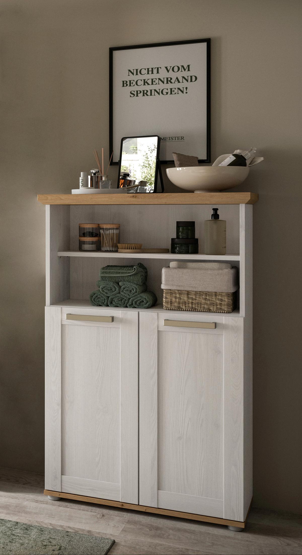 Midischrank Verona Lärchefarben/Eiche Artisan - Silberfarben/Lärchefarben, Trend, Holzwerkstoff/Kunststoff (74/116/34cm) - MID.YOU