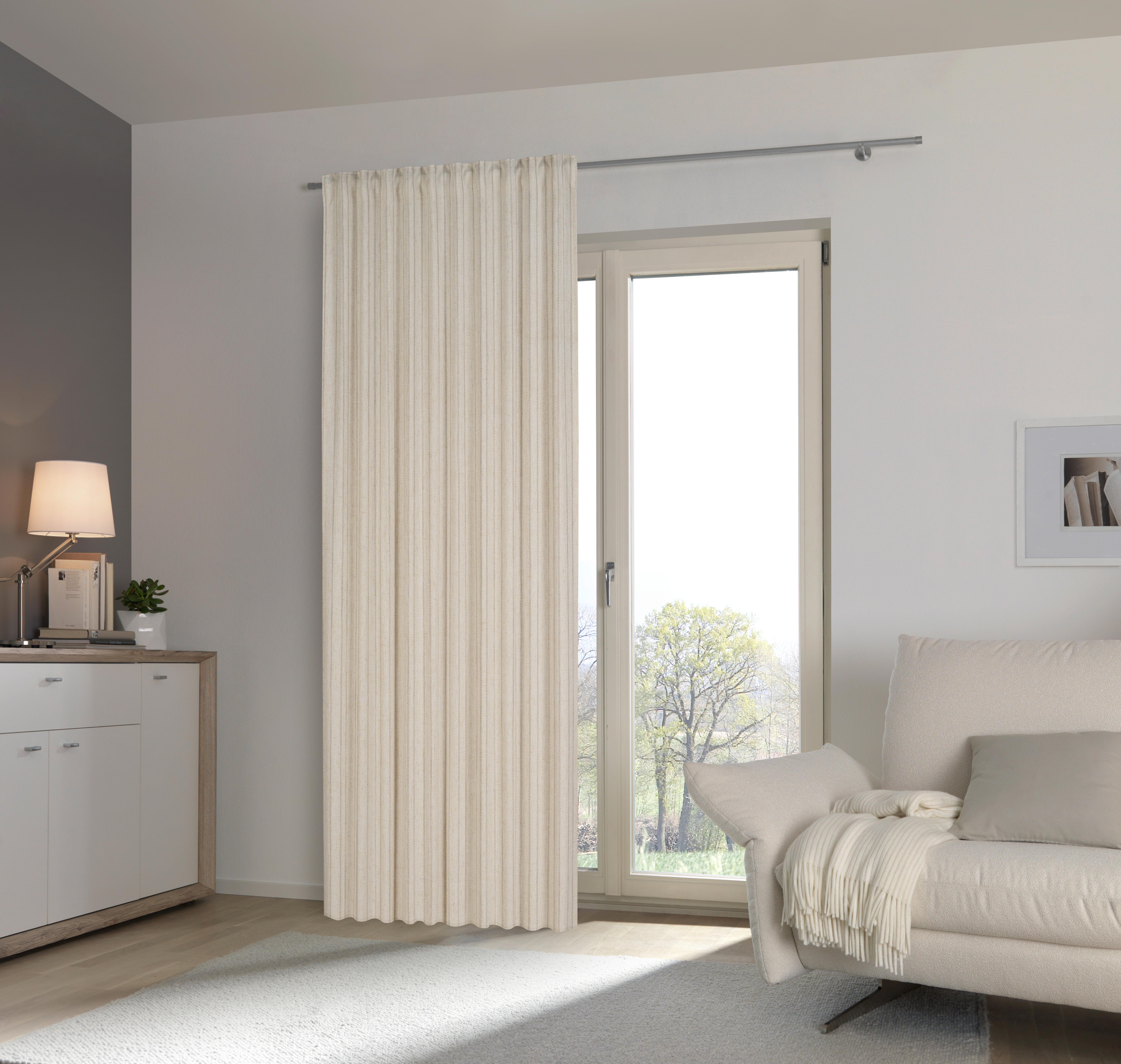 ZASŁONA GOTOWA RAVELLO II - kolor naturalny/taupe, Trend, tkanina (140/245cm) - Esposa