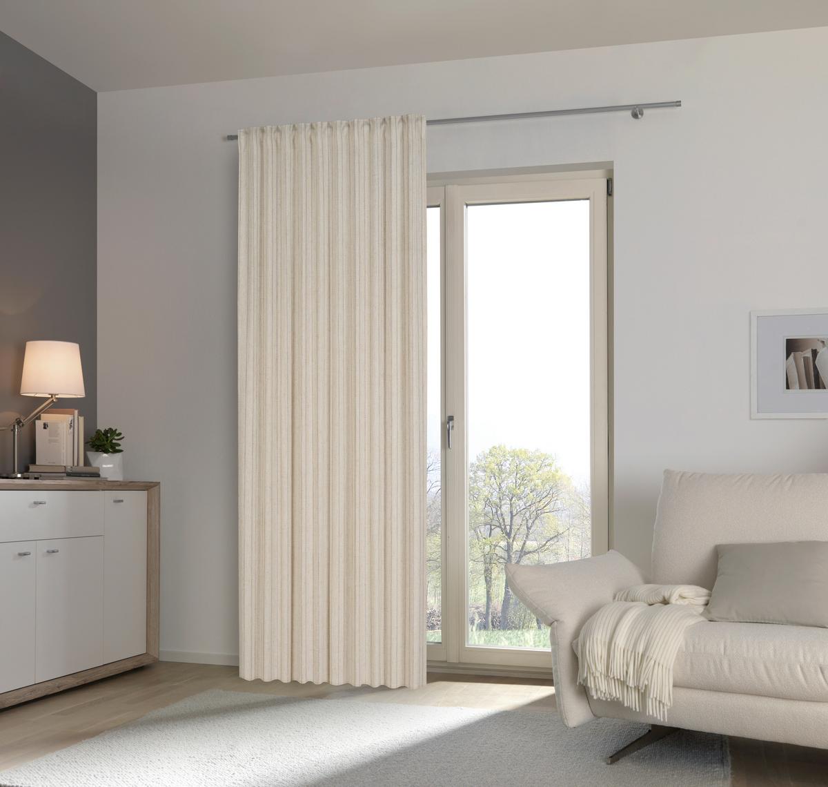 ZASŁONA GOTOWA RAVELLO II - kolor naturalny/taupe, Trend, tkanina (140/245cm) - Esposa