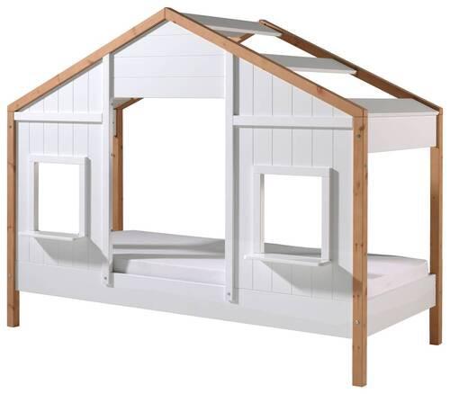 Hausbett Babs LF: 90x200 cm Kiefer Weiß Echtholz - Eichefarben/Weiß, MODERN, Holz/Holzwerkstoff (90/200cm) - MID.YOU
