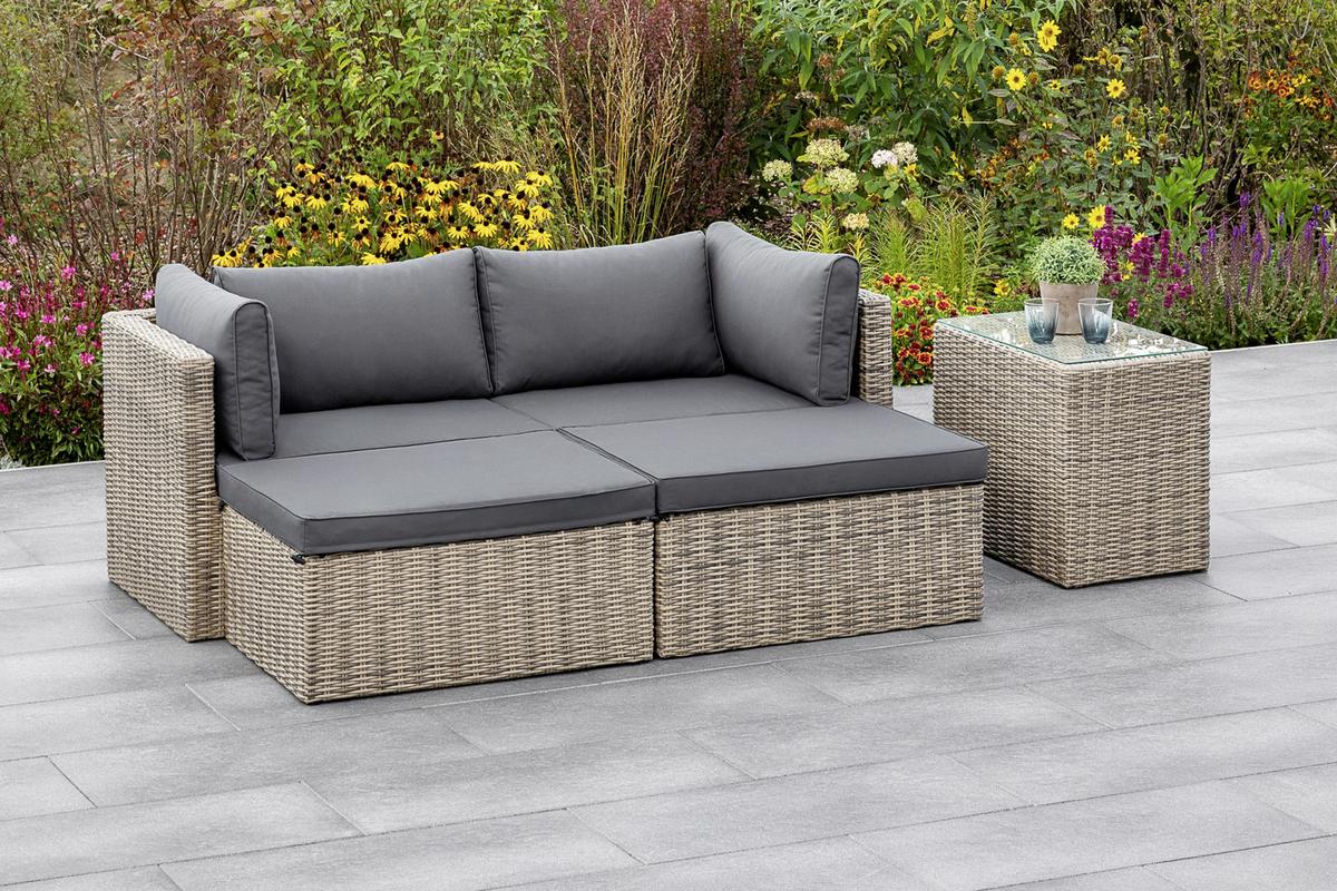 Lounge Garnitura Licosa, Blazine - temno siva/siva, Konvencionalno, kovina/umetna masa (88/65/68cm) - Gardenson