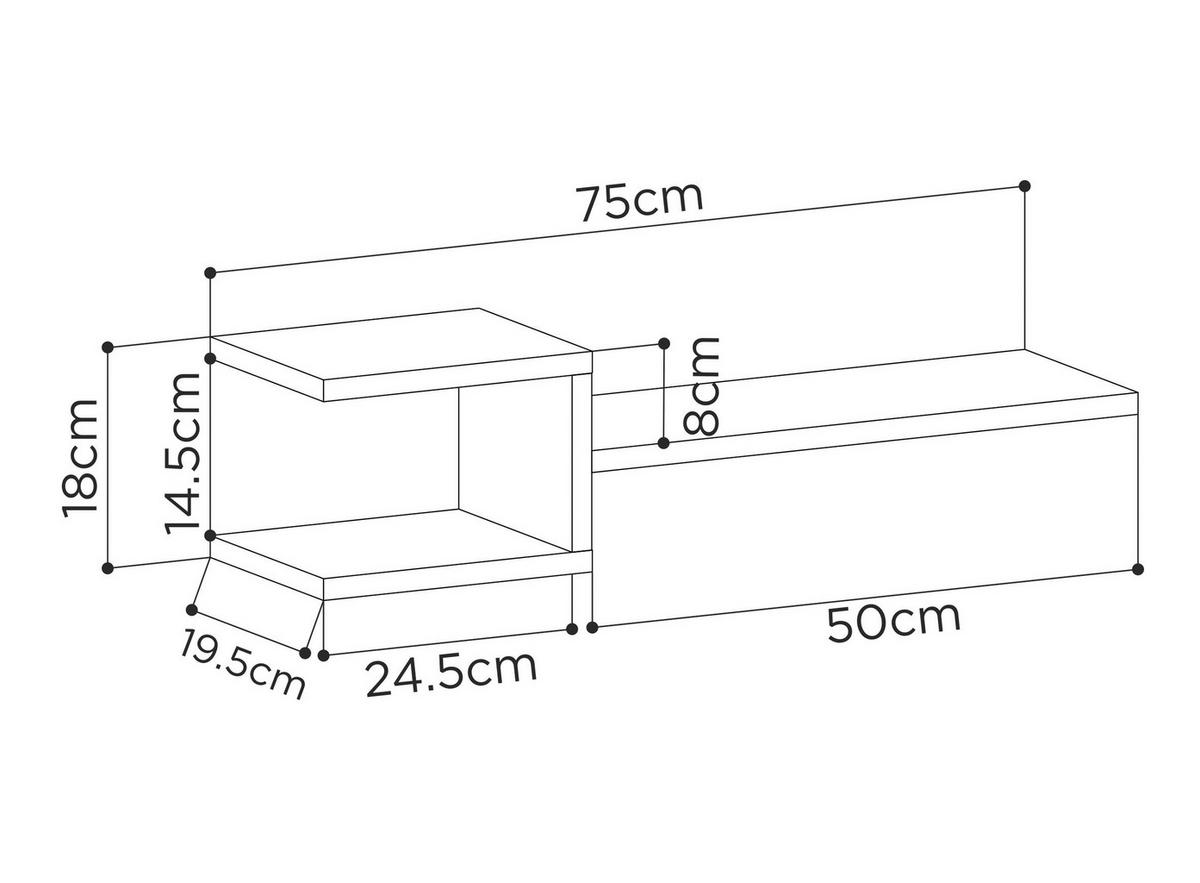 Wandboard Fork ca. 75x17x20 cm Weiß - Weiß, Design, Holzwerkstoff (75/17/20cm) - Livetastic