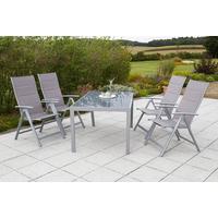Gartentisch Aluminium/Glas L: 150 cm - Silberfarben, KONVENTIONELL, Glas/Metall (150/90/72cm) - Gardenson