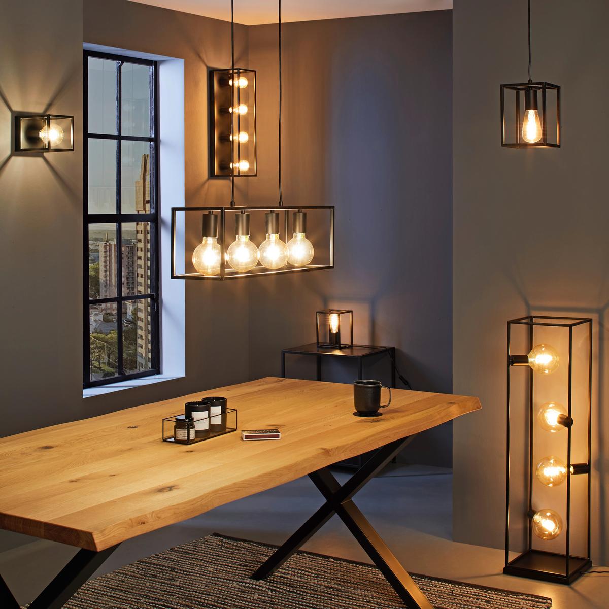 Tischleuchte Qaudri max. 40 Watt - Schwarz, Konventionell, Metall (15/15/15cm) - Modern Living