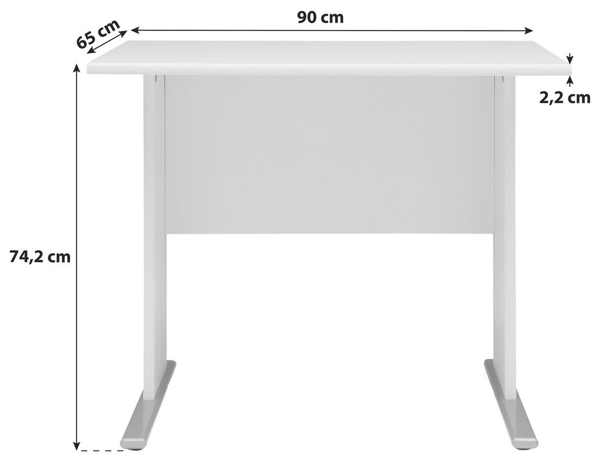 Schreibtisch "Serie 200", weiß - Silberfarben/Weiß, Basics, Holzwerkstoff/Metall (90/65/74,2cm) - MID.YOU