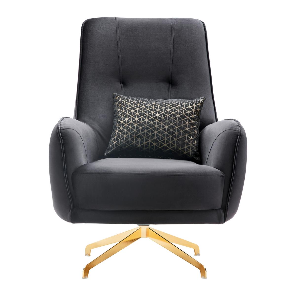 Sessel Aile in Schwarz/Goldfarben - Schwarz, LIFESTYLE, Textil/Metall (80/100/85cm) - Based