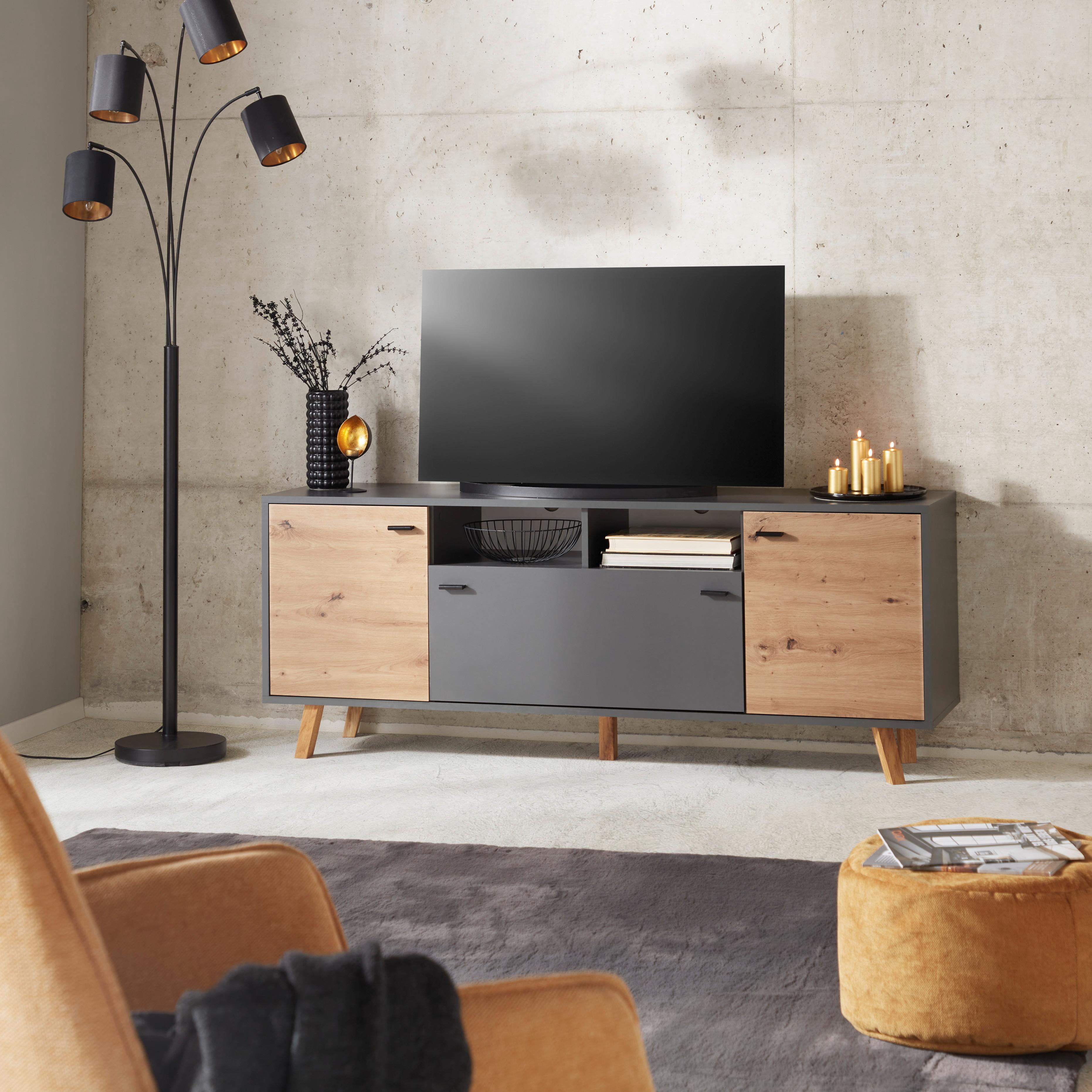Măsuță TV TREND MX 186 - stejar Artisan/antracit, Modern, material pe bază de lemn (170/66/40cm) - Modern Living