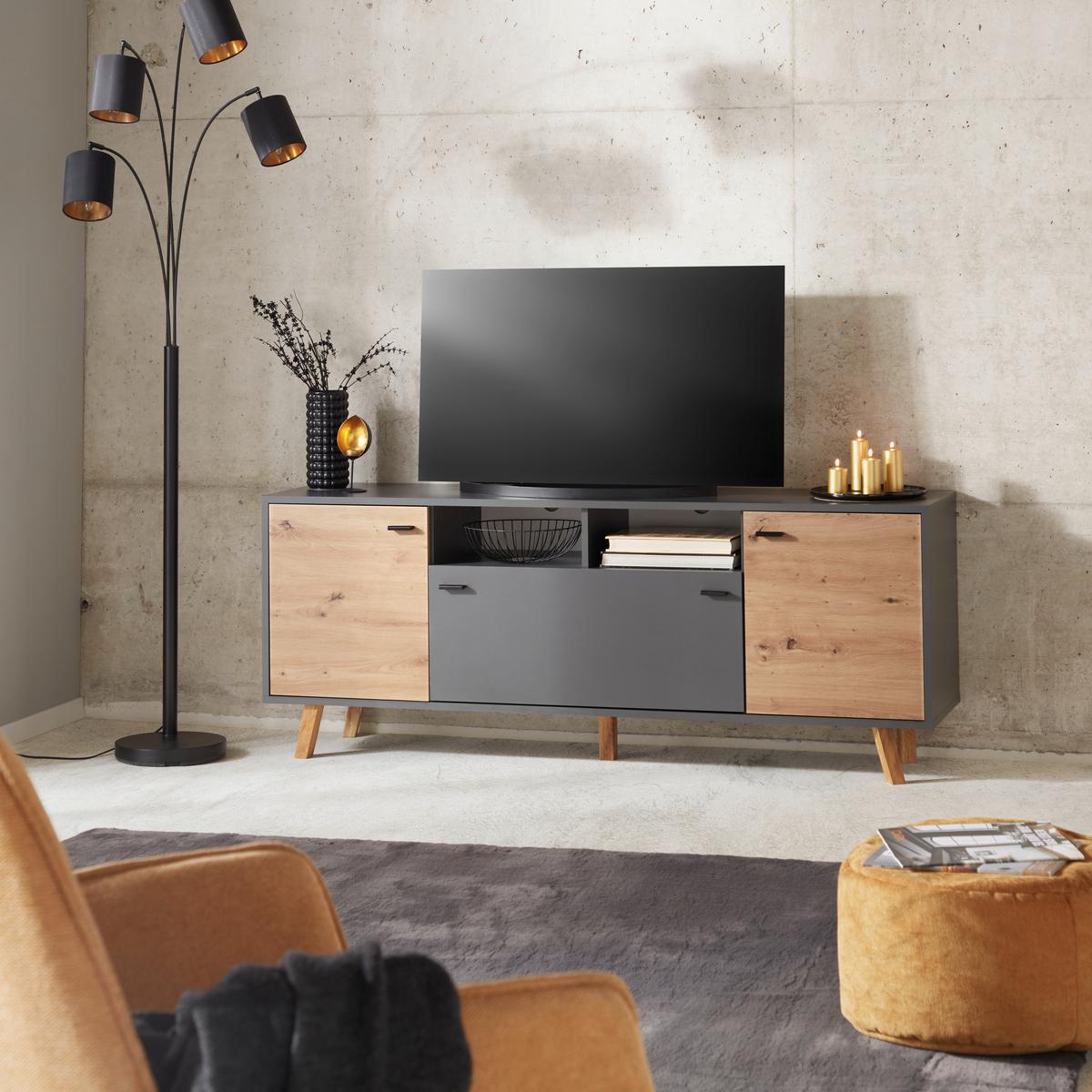 Măsuță TV TREND MX 186 - stejar Artisan/antracit, Modern, material pe bază de lemn (170/66/40cm) - Modern Living