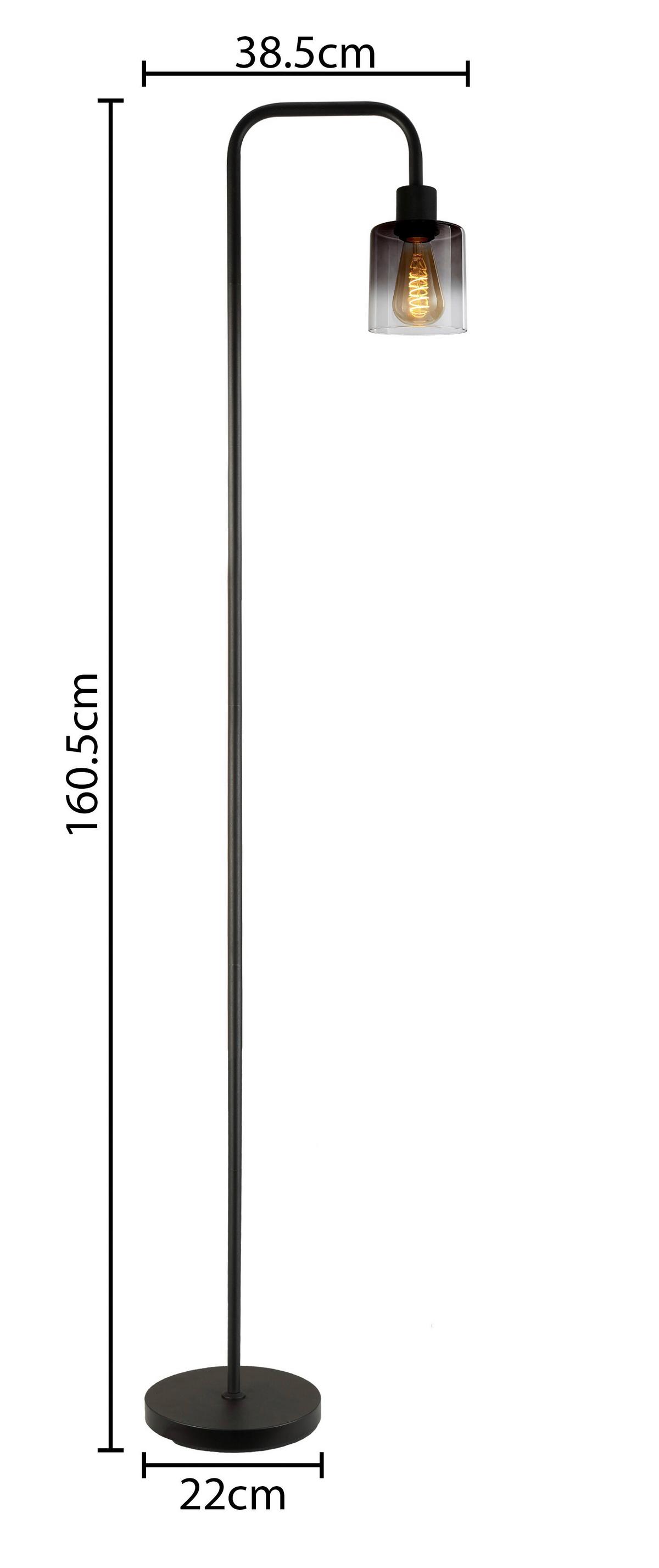 Állólámpa Estelle - fekete, Modern, Üveg/fém (38,5/22/160,5cm) - Mömax