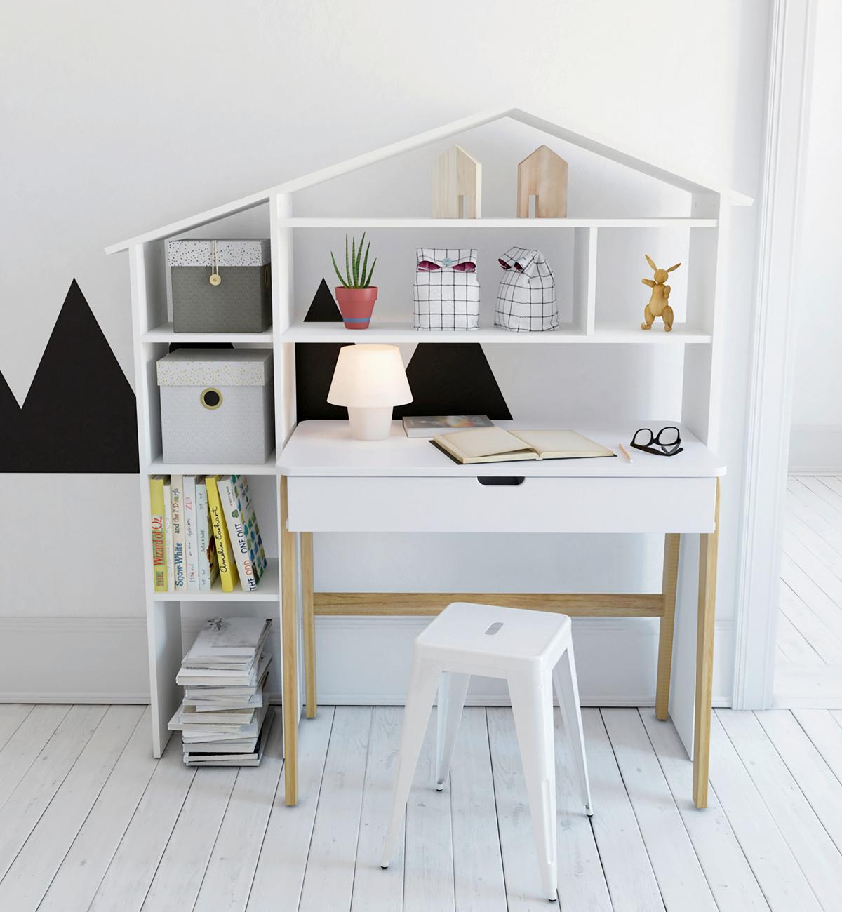 Überbauregal in Hausform Weiß - Weiß, Design, Holz/Holzwerkstoff (148/155/31cm) - Livetastic
