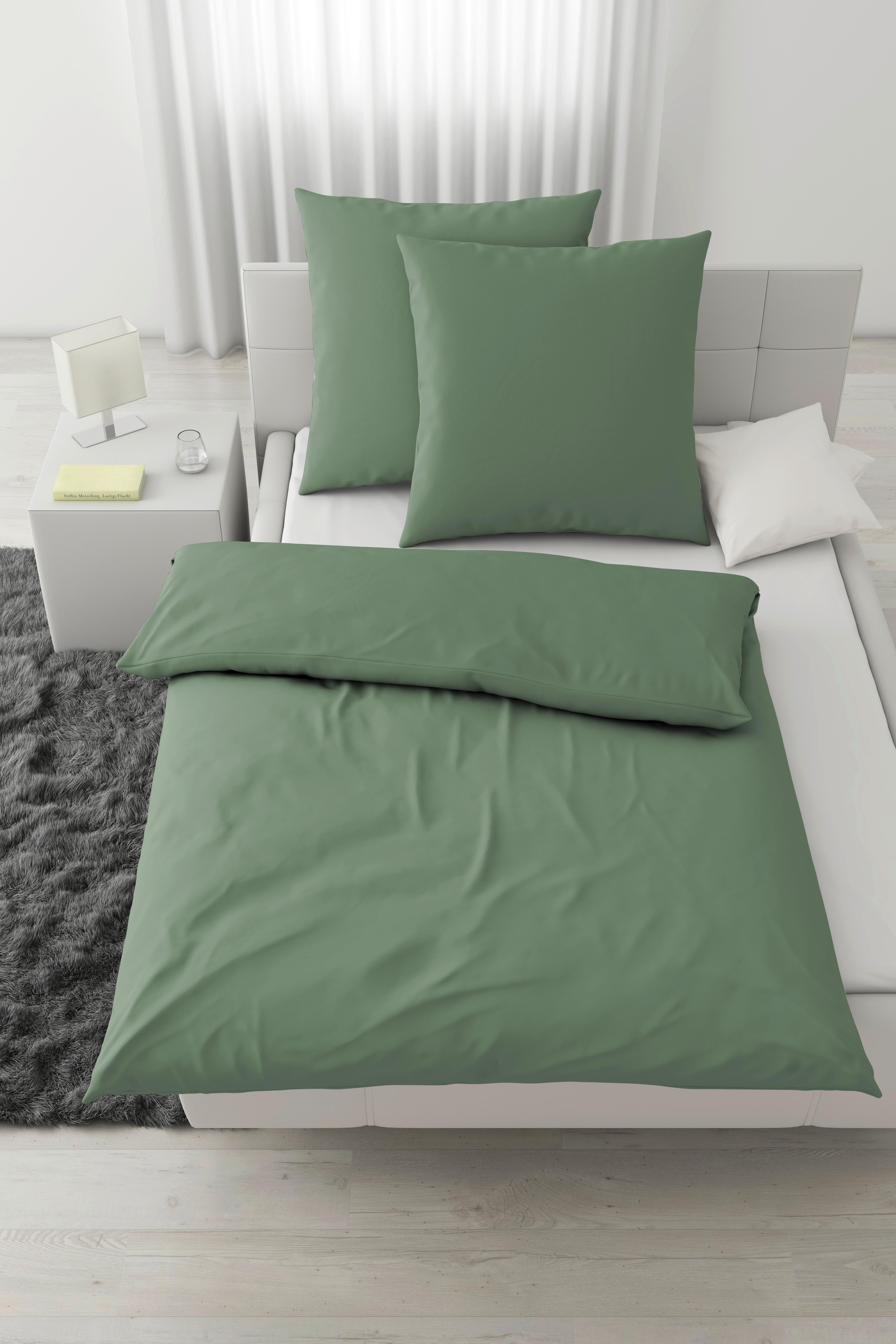 Bettwäsche Stone Washed Uni XXL Jadegrün ca. 200x200cm - Jadegrün, MODERN, Textil (200/200cm) - Modern Living