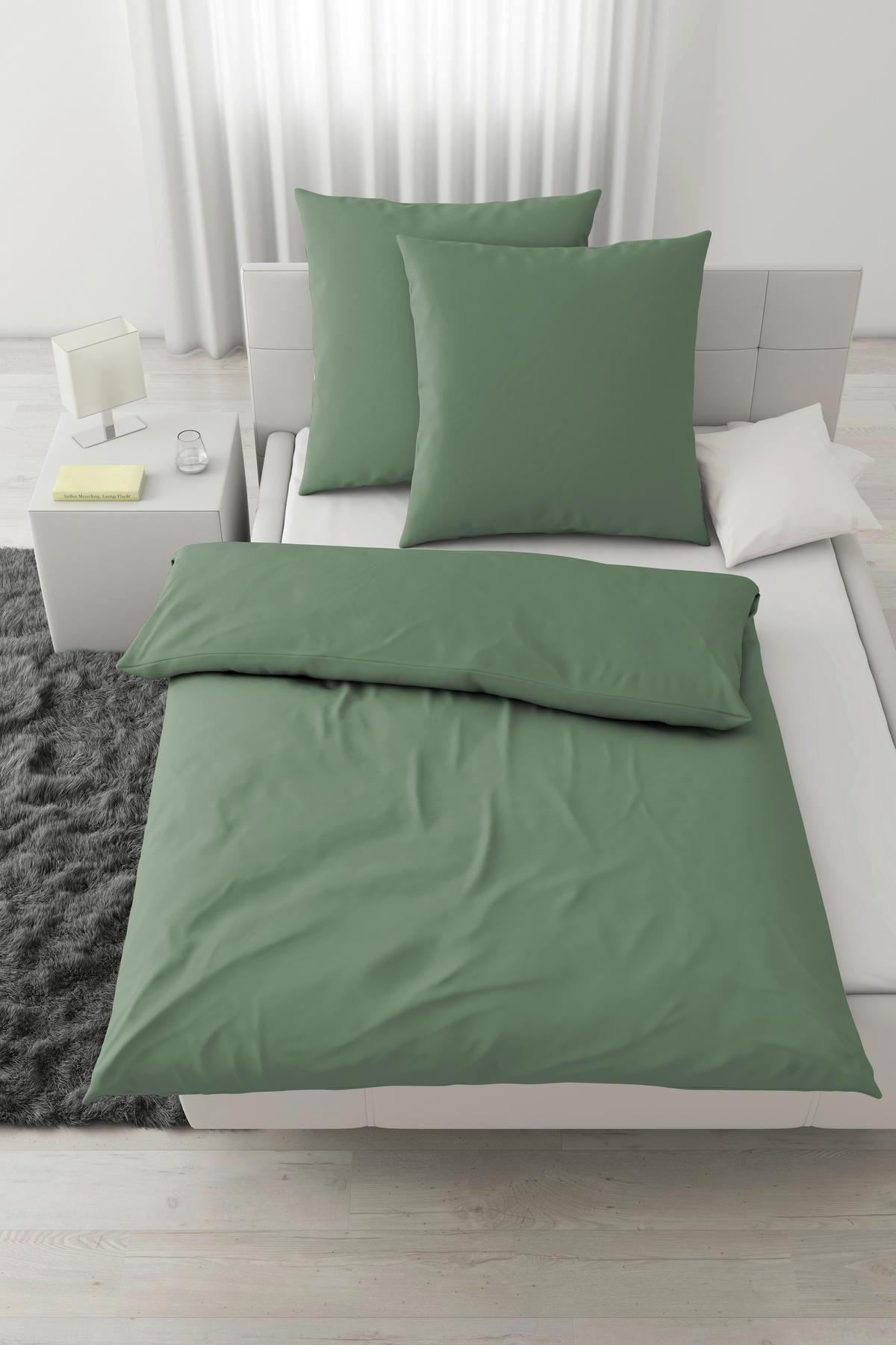 Bettwäsche Stone Washed Uni XXL Jadegrün ca. 200x200cm - Jadegrün, MODERN, Textil (200/200cm) - Modern Living