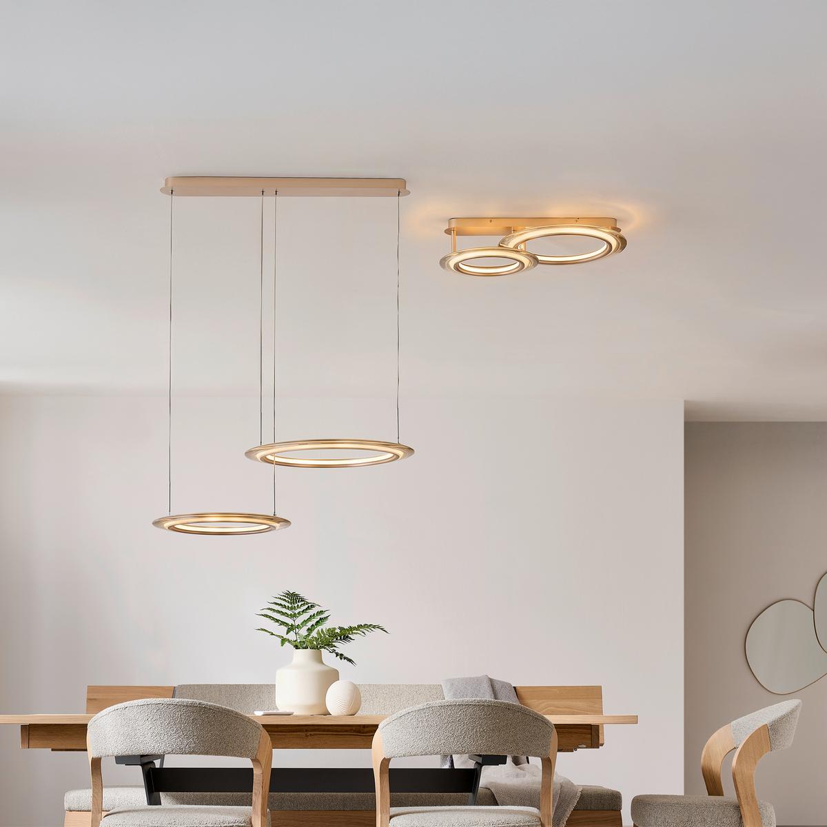 LAMPA WISZĄCA LED LAKEWOOD *DK* - szampanowy/przezroczysty, Design, tworzywo sztuczne/metal (82/55/150cm) - Dieter Knoll