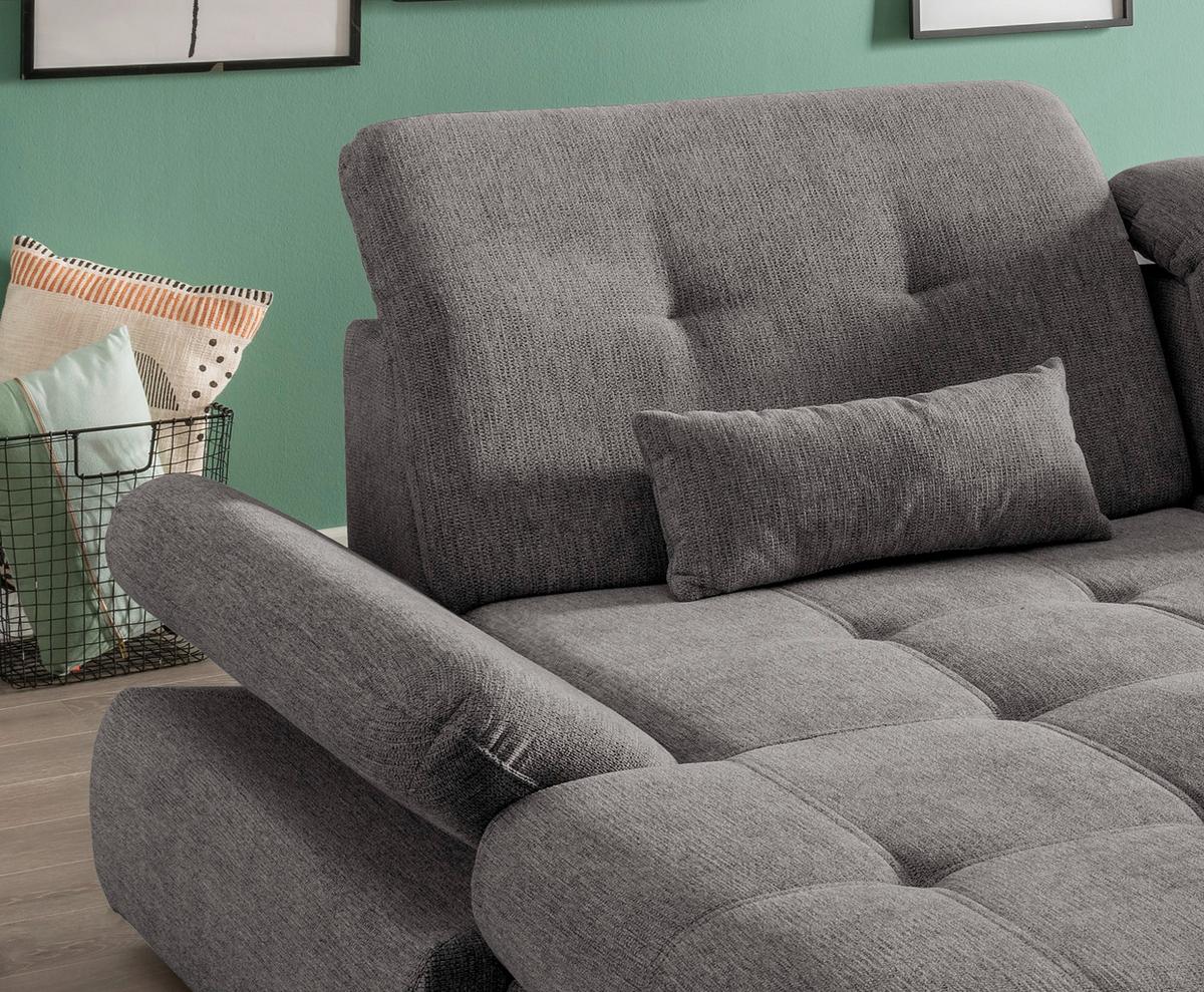Wohnlandschaft Dalida Braun/Grau Chenille - Chromfarben/Graubraun, Design, Textil/Metall (196/300cm) - Livetastic